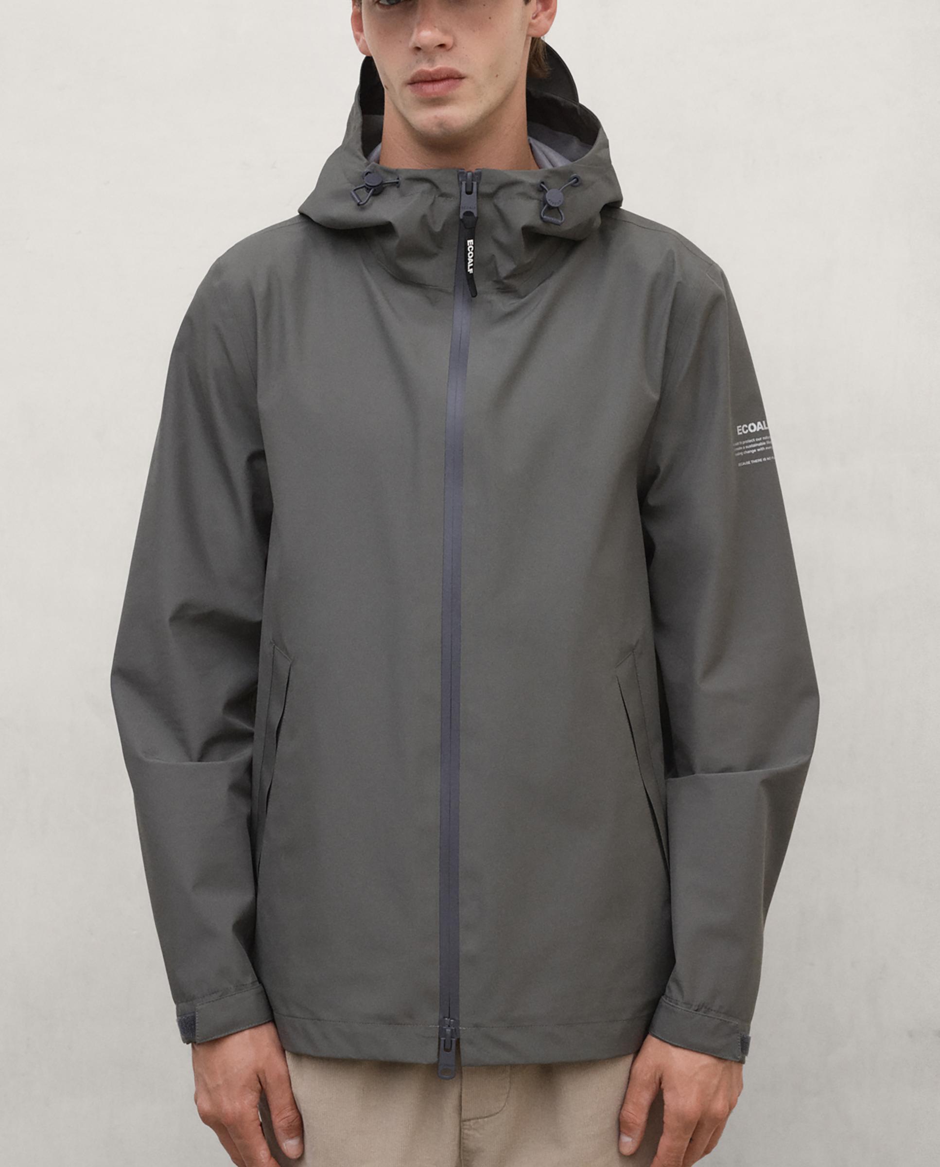 Chaqueta de hombre diluvio impermeable con capucha ajustable - Ecoalf - Kaki Kaki-4