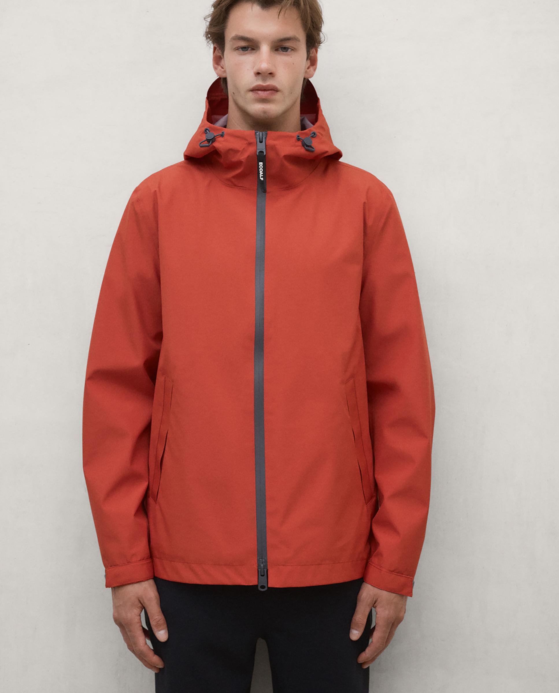 Chaqueta de hombre diluvio impermeable con capucha ajustable - Ecoalf - Naranja Naranja-3