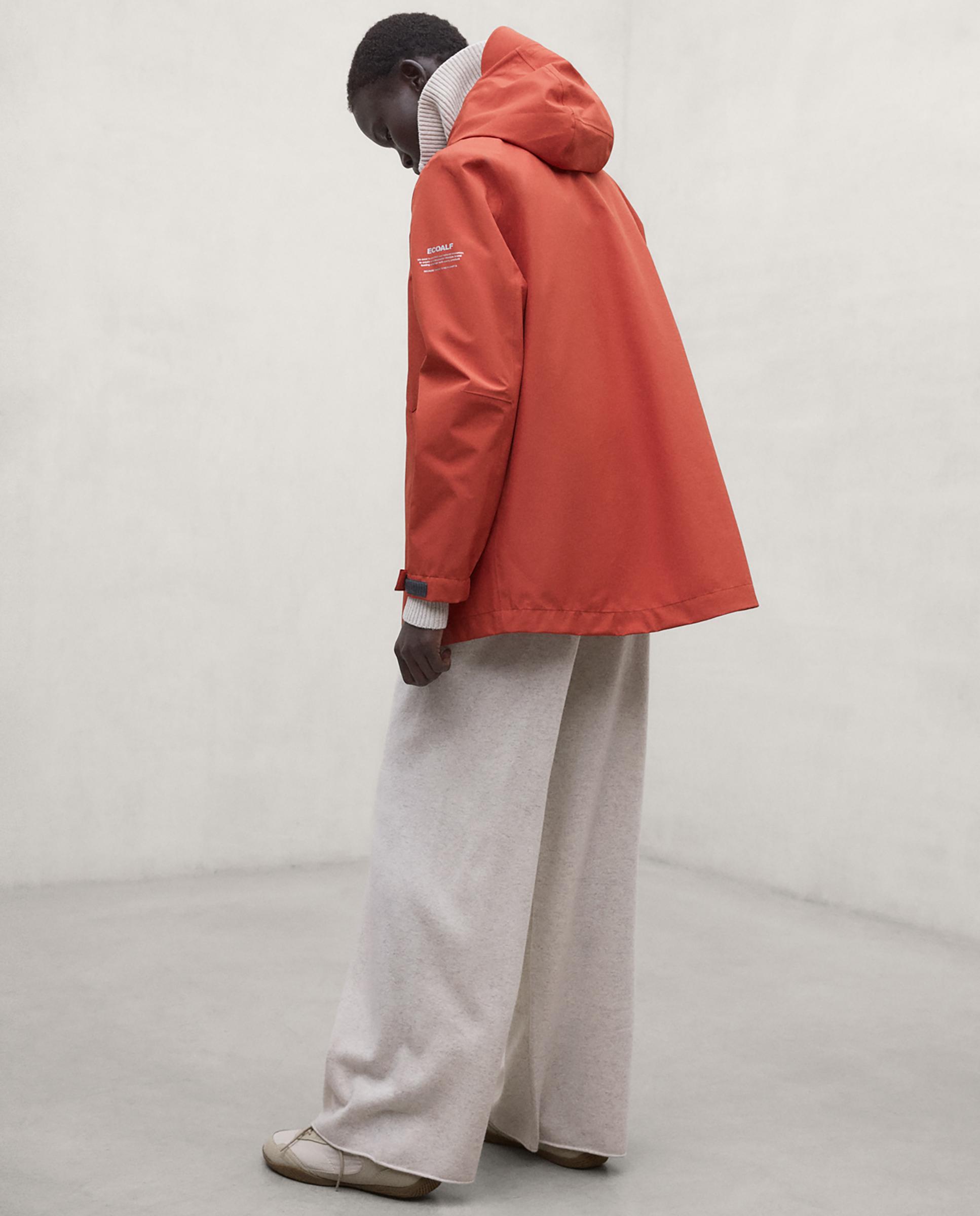 Chubasquero de mujer impermeable con capucha diluvio - Ecoalf - Naranja volcanico Naranja volcanico-2