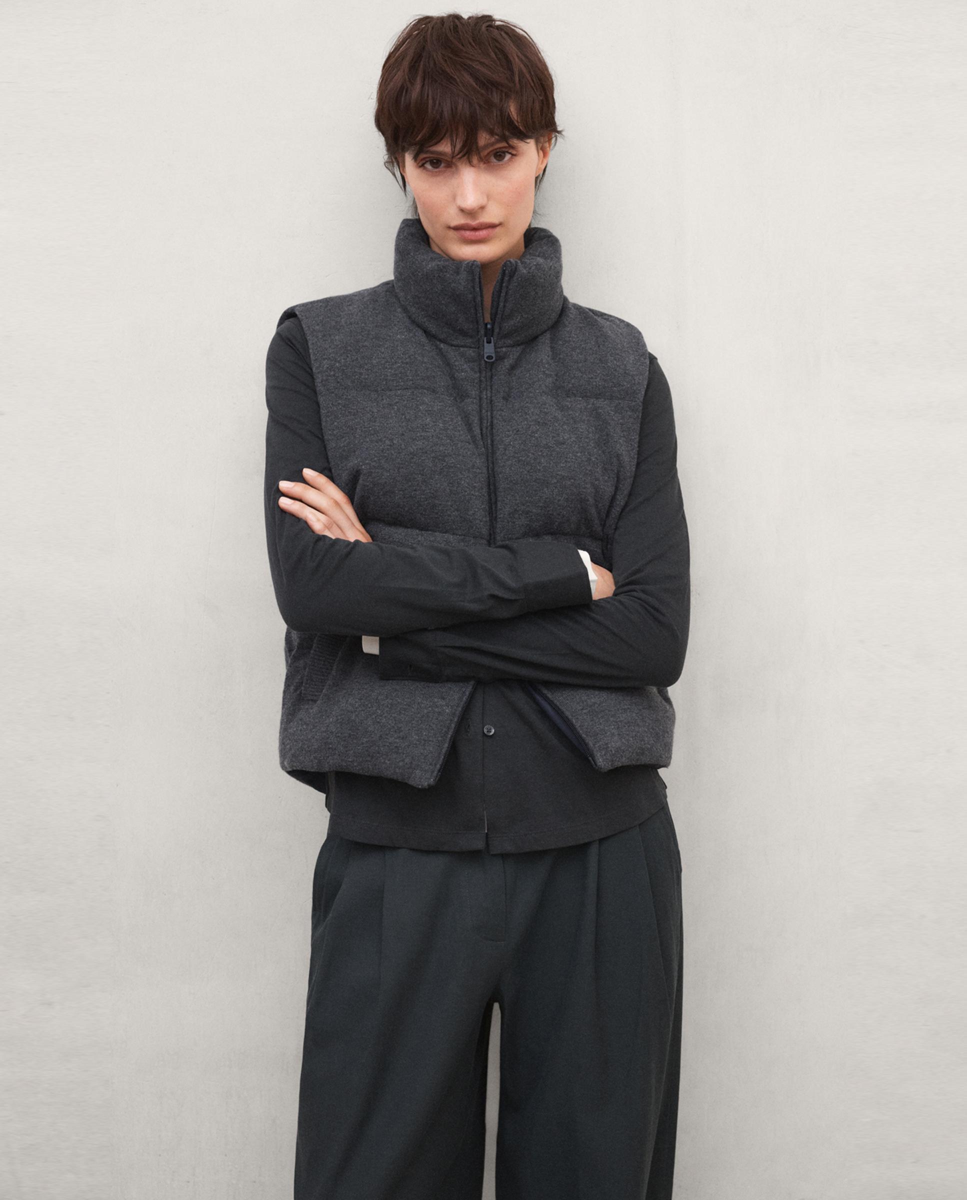 Chaleco de mujer reversible de lana reciclada sintre - Ecoalf - Gris marengo Gris marengo-1