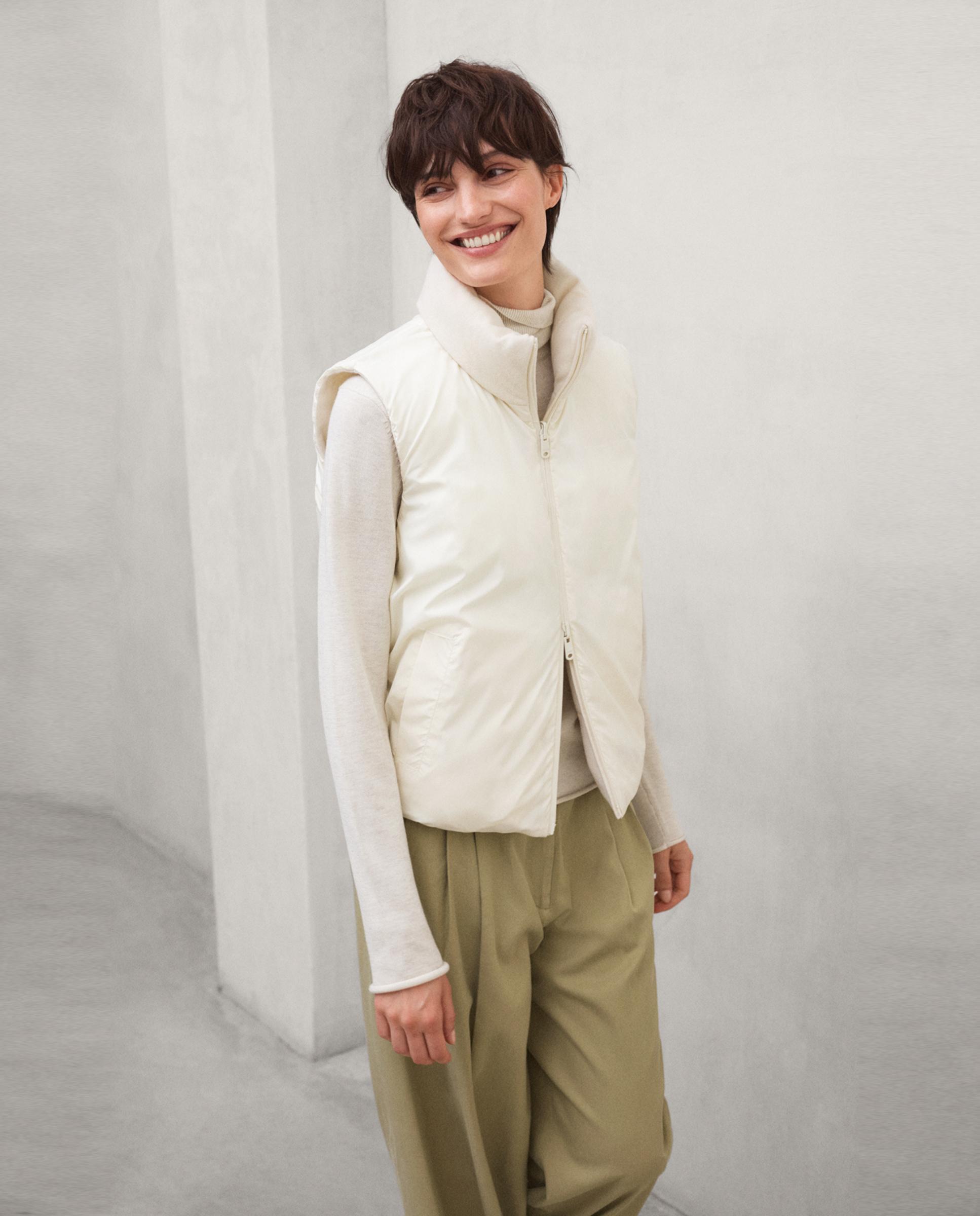 Chaleco de mujer reversible de lana reciclada sintre - Ecoalf - Nata Nata-6