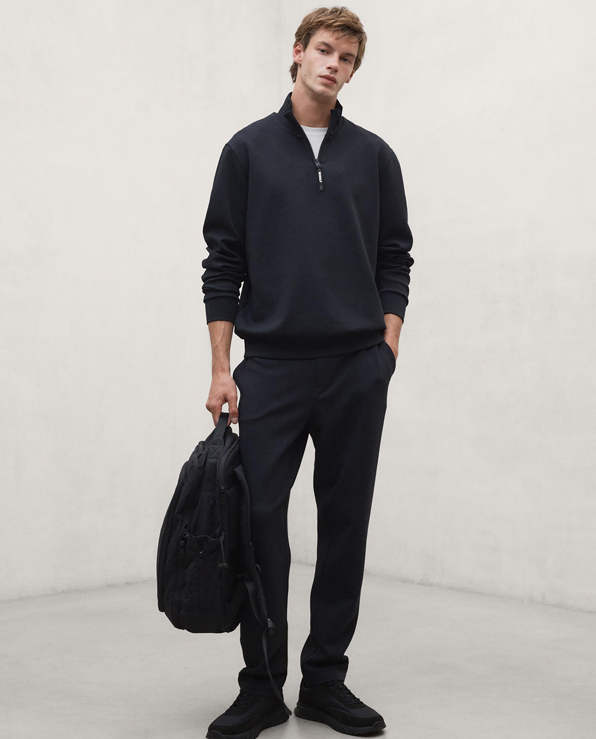 Sudadera de hombre terel con cuello de media cremallera - Ecoalf - Negro Negro-2