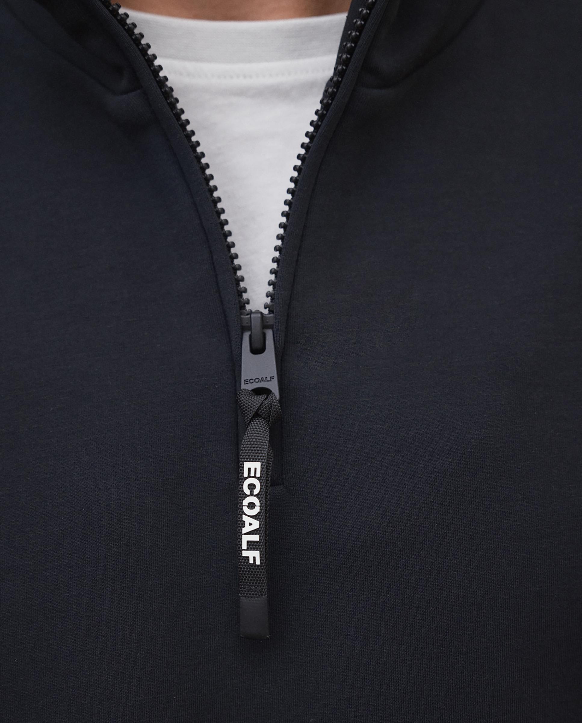 Sudadera de hombre terel con cuello de media cremallera - Ecoalf - Negro Negro-4