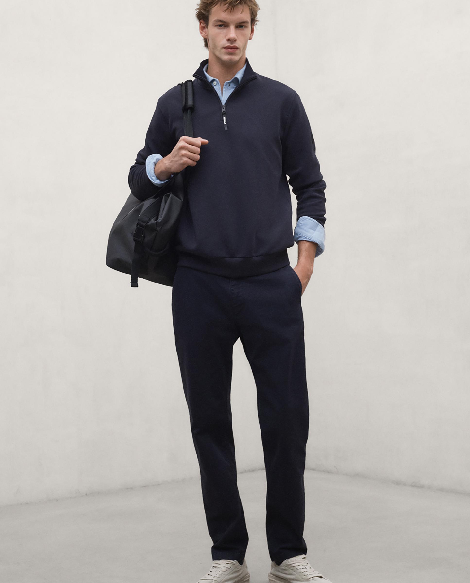 Sudadera de hombre terel con cuello de media cremallera - Ecoalf - Azul marino Azul marino-3