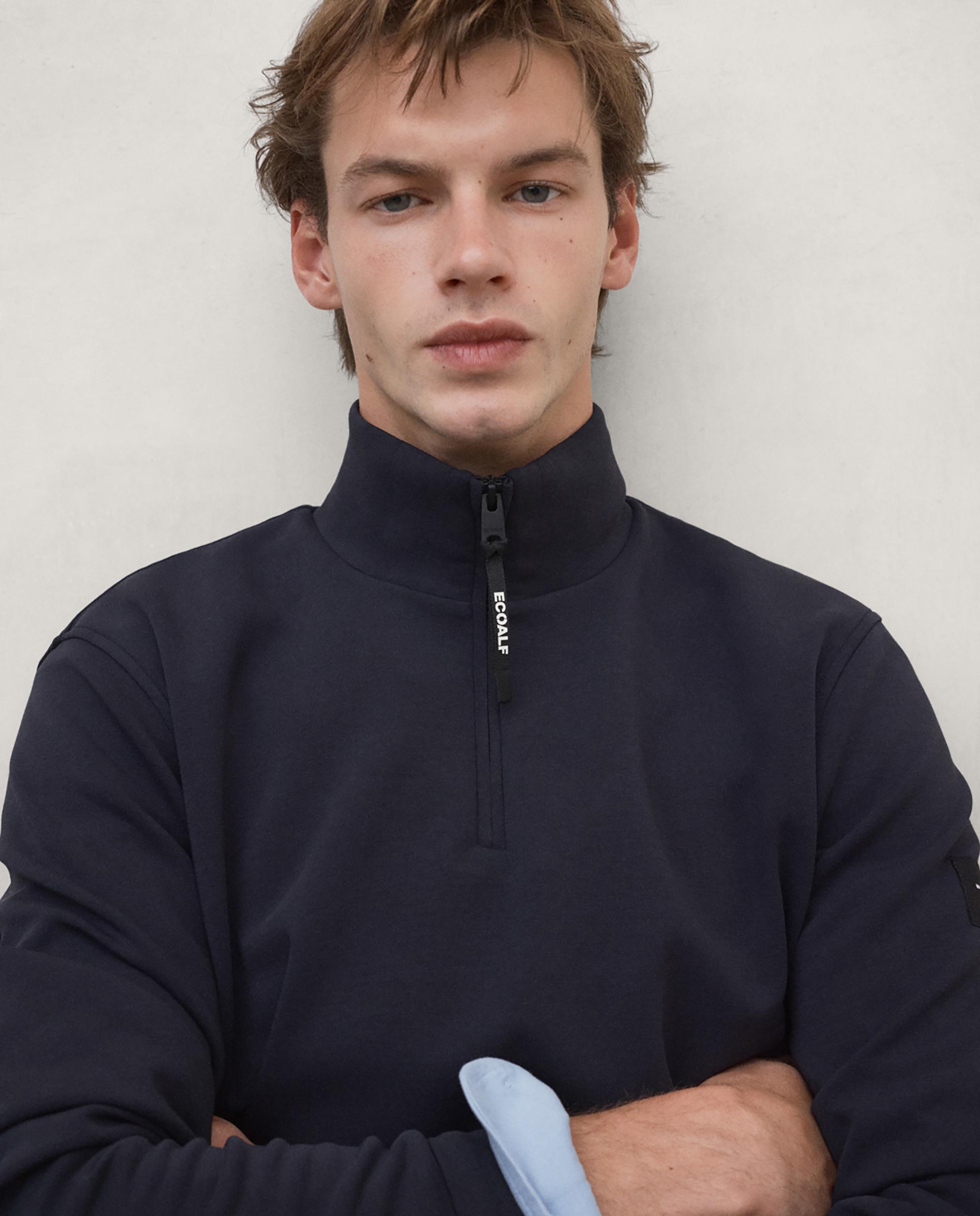 Sudadera de hombre terel con cuello de media cremallera - Ecoalf - Azul marino Azul marino-4