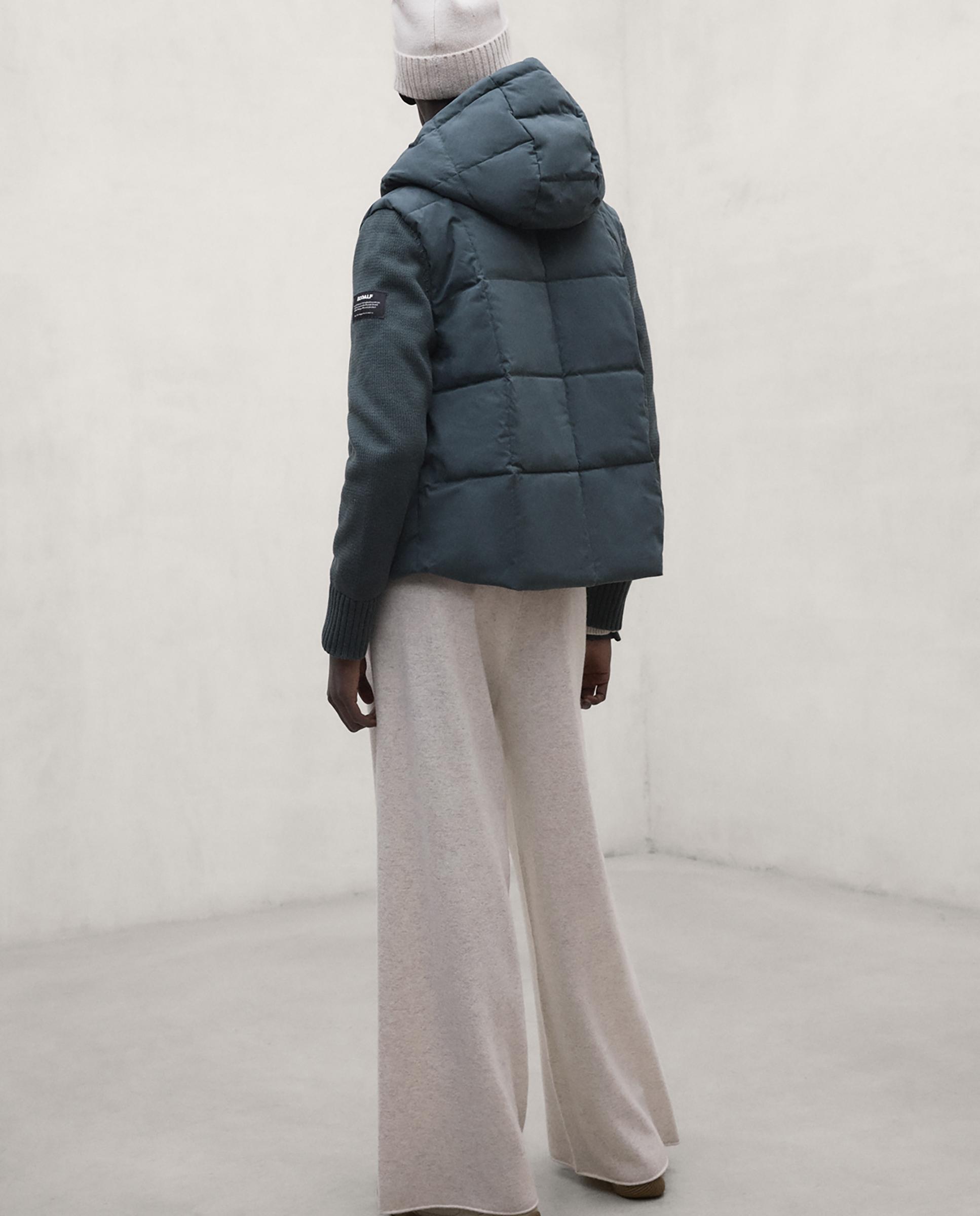 Abrigo acolchado de mujer con cuello y puños acanalados deni - Ecoalf - Gris cuarzo metalizado Gris cuarzo metalizado-6