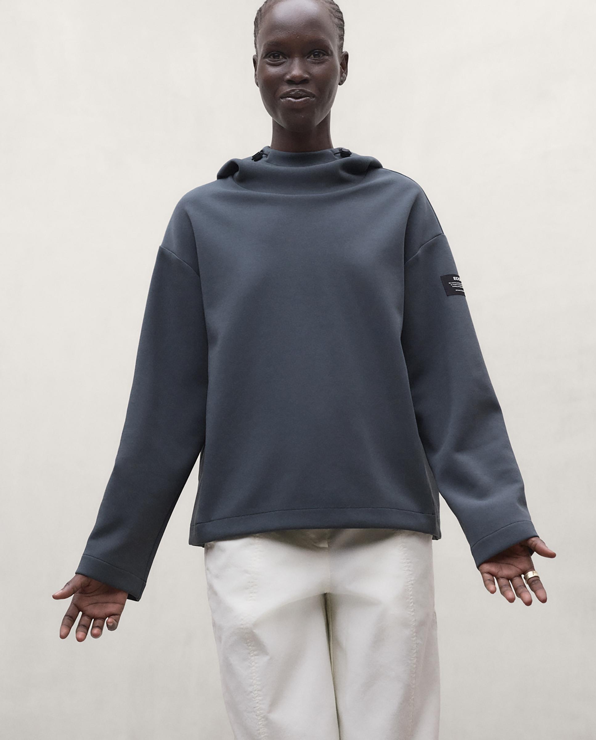 Sudadera de mujer con cuello alto y capucha cancun - Ecoalf - Gris cuarzo metalizado Gris cuarzo metalizado-6