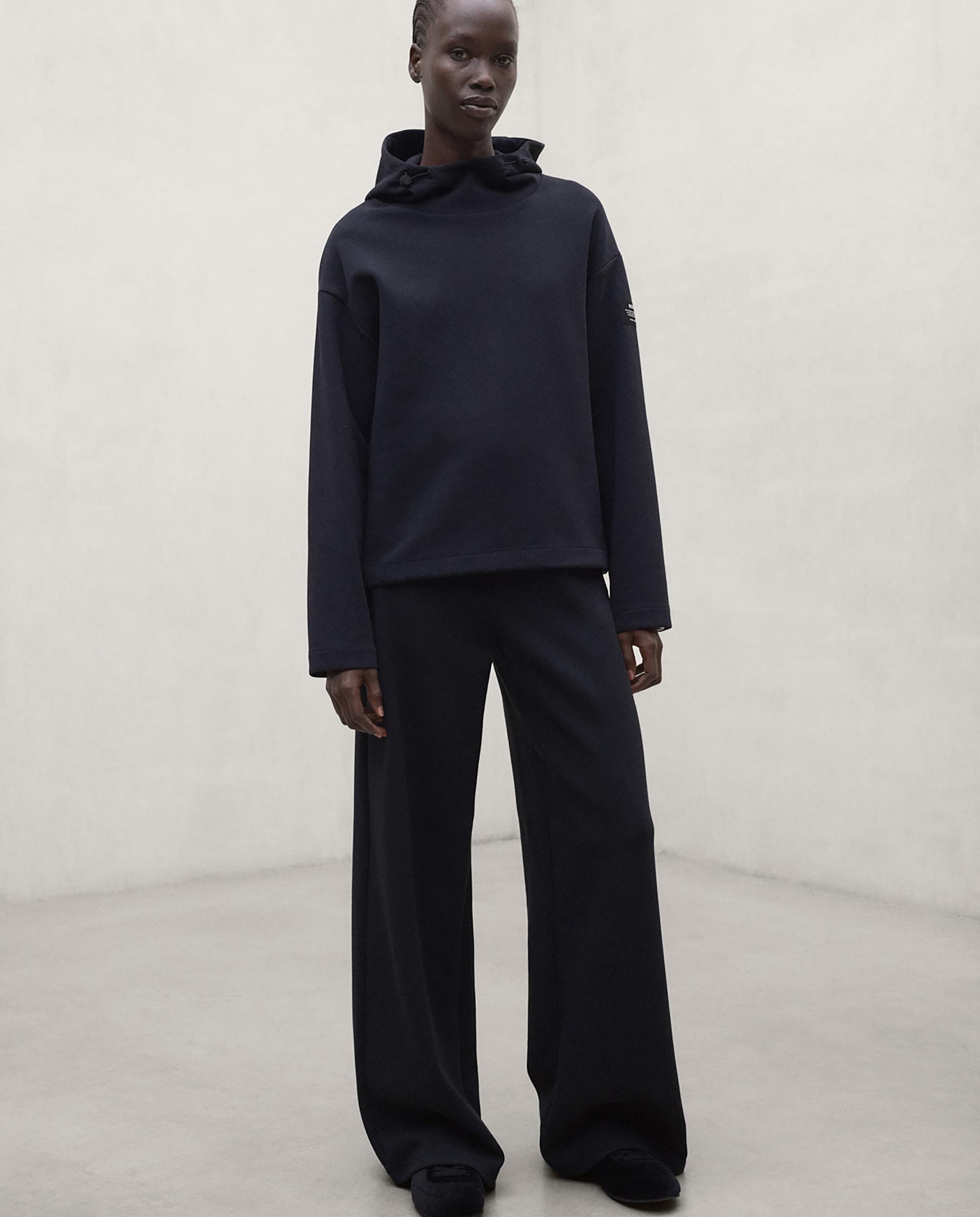 Sudadera de mujer con cuello alto y capucha cancun - Ecoalf - Negro Negro-1