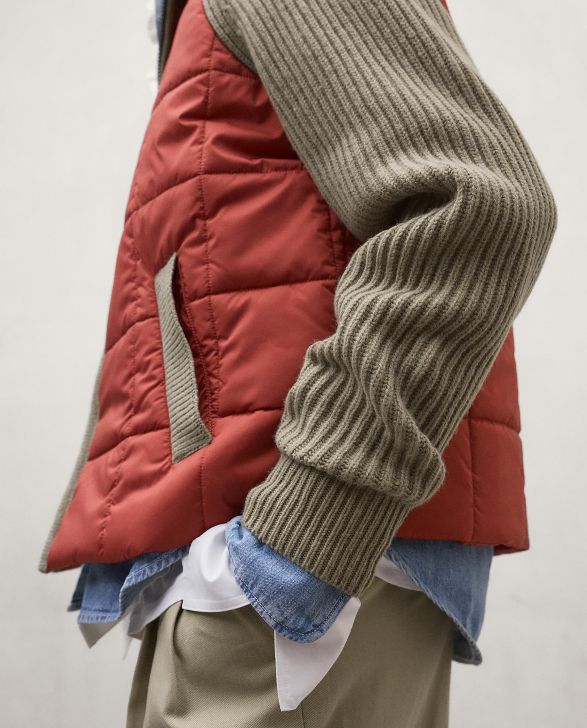 Chaqueta híbrida de mujer daniela con mangas acanaladas - Ecoalf - Naranja volcanico Naranja volcanico-3