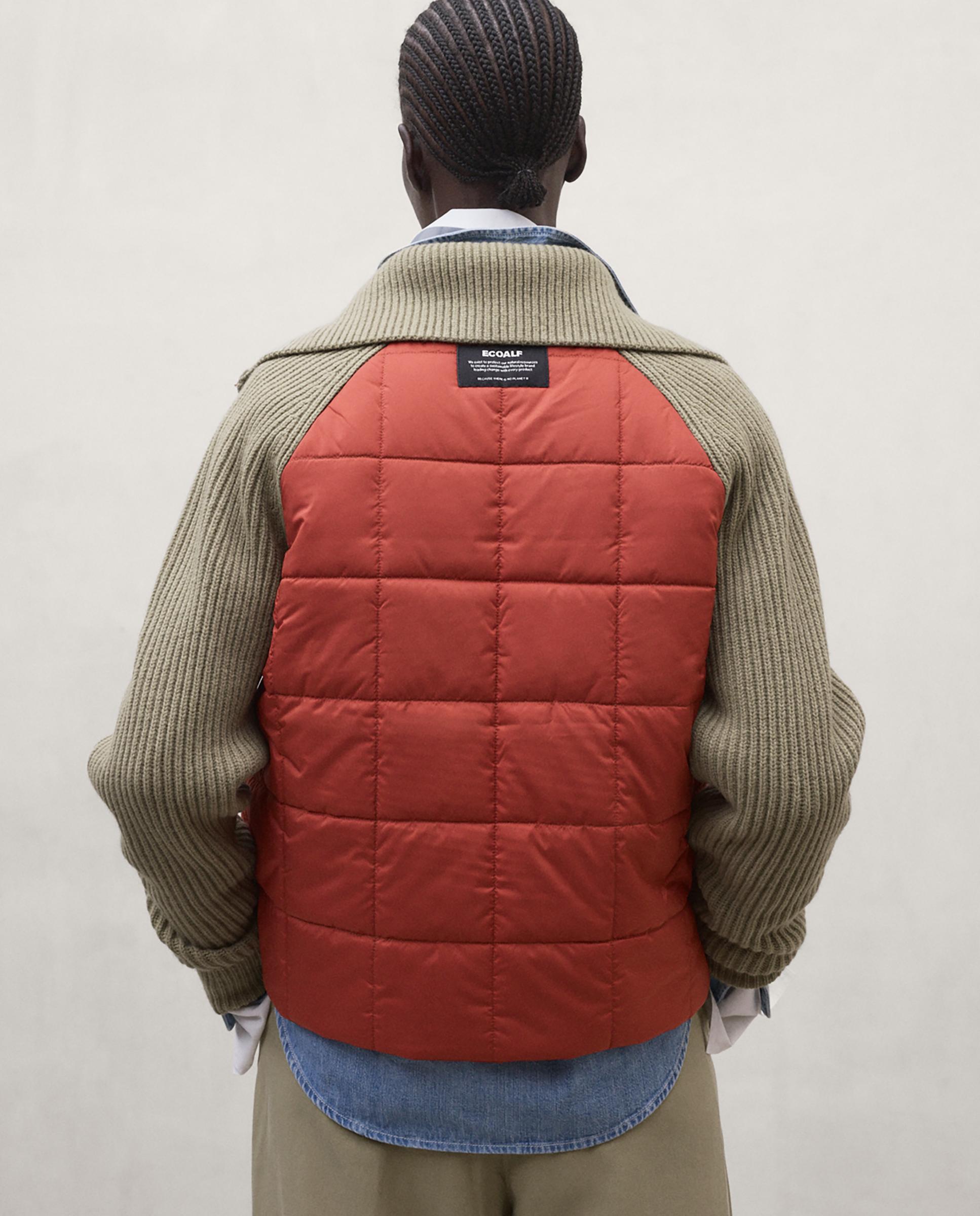 Chaqueta híbrida de mujer daniela con mangas acanaladas - Ecoalf - Naranja volcanico Naranja volcanico-5