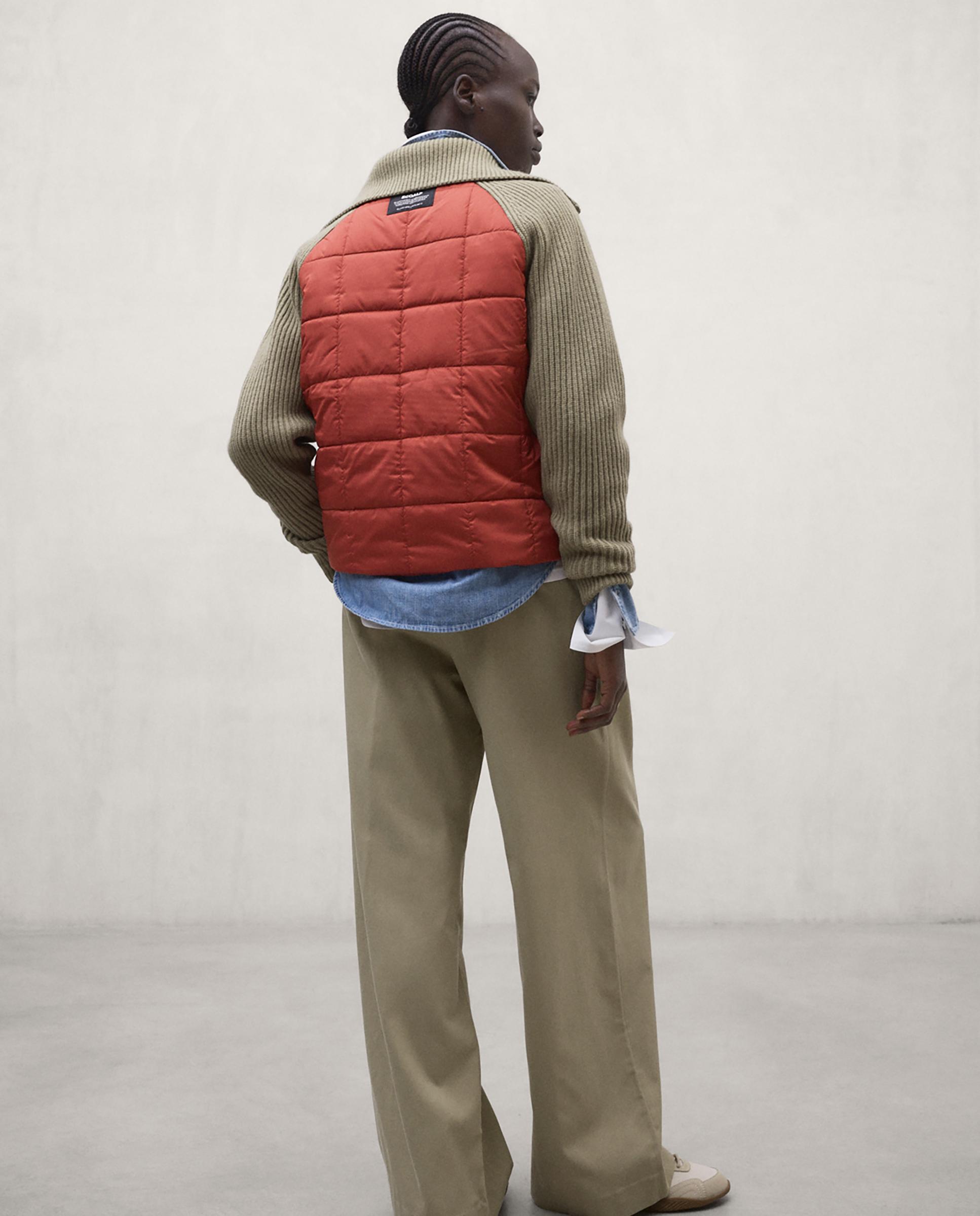 Chaqueta híbrida de mujer daniela con mangas acanaladas - Ecoalf - Naranja volcanico Naranja volcanico-6