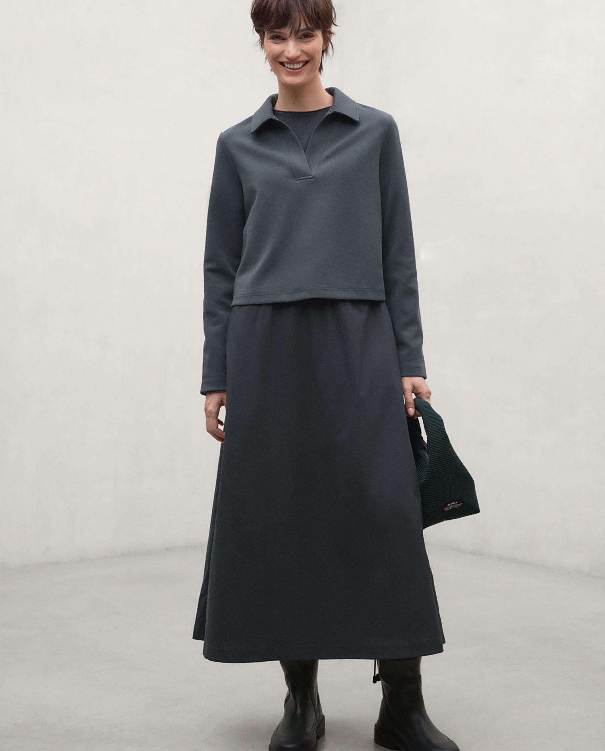 Vestido marti de corte relajado y con cuello camisa - Ecoalf - Azul grisáceo Azul grisáceo-1