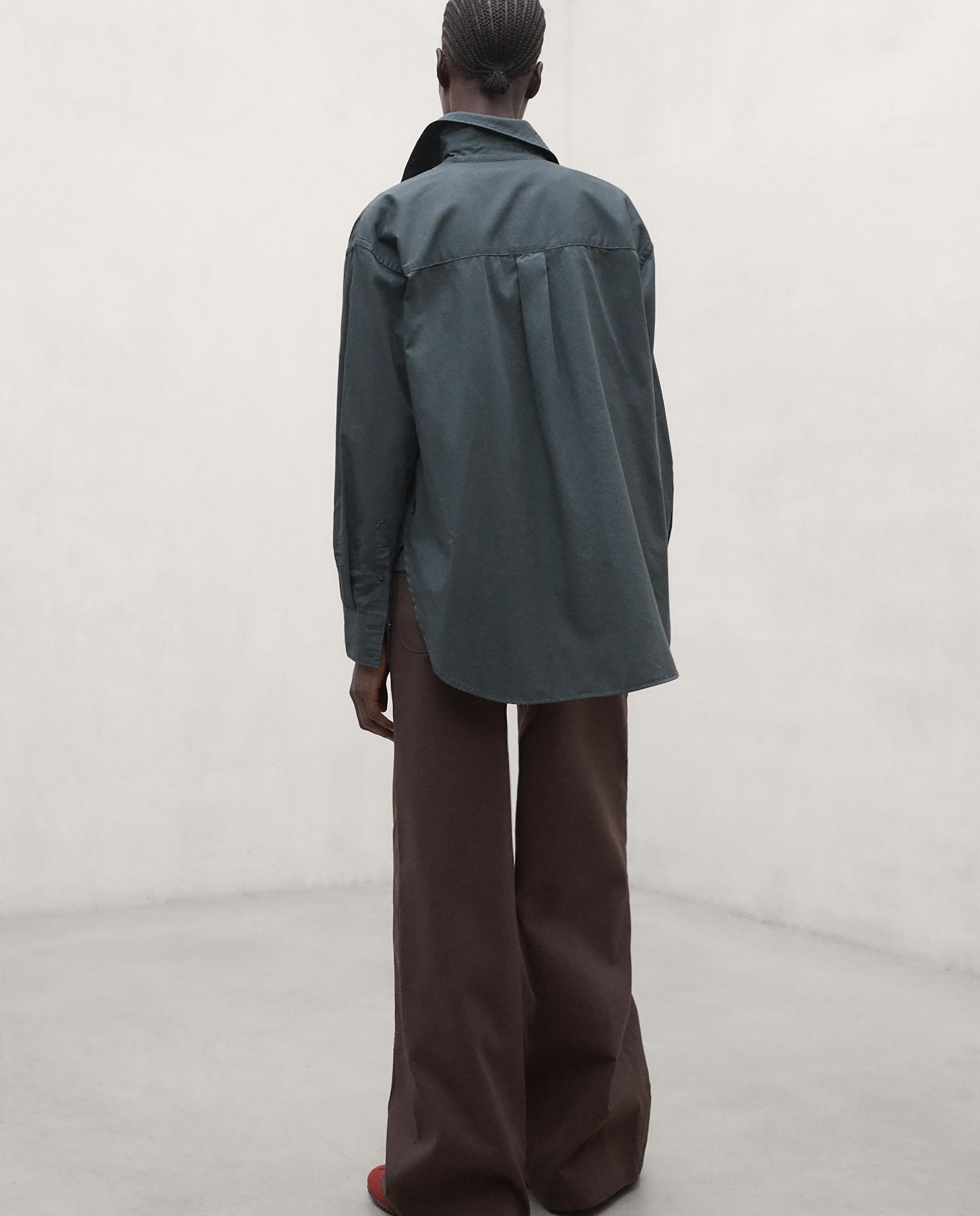 Camisa de mujer de algodón regenerativo oversize fit elena - Ecoalf - Gris cuarzo metalizado Gris cuarzo metalizado-3