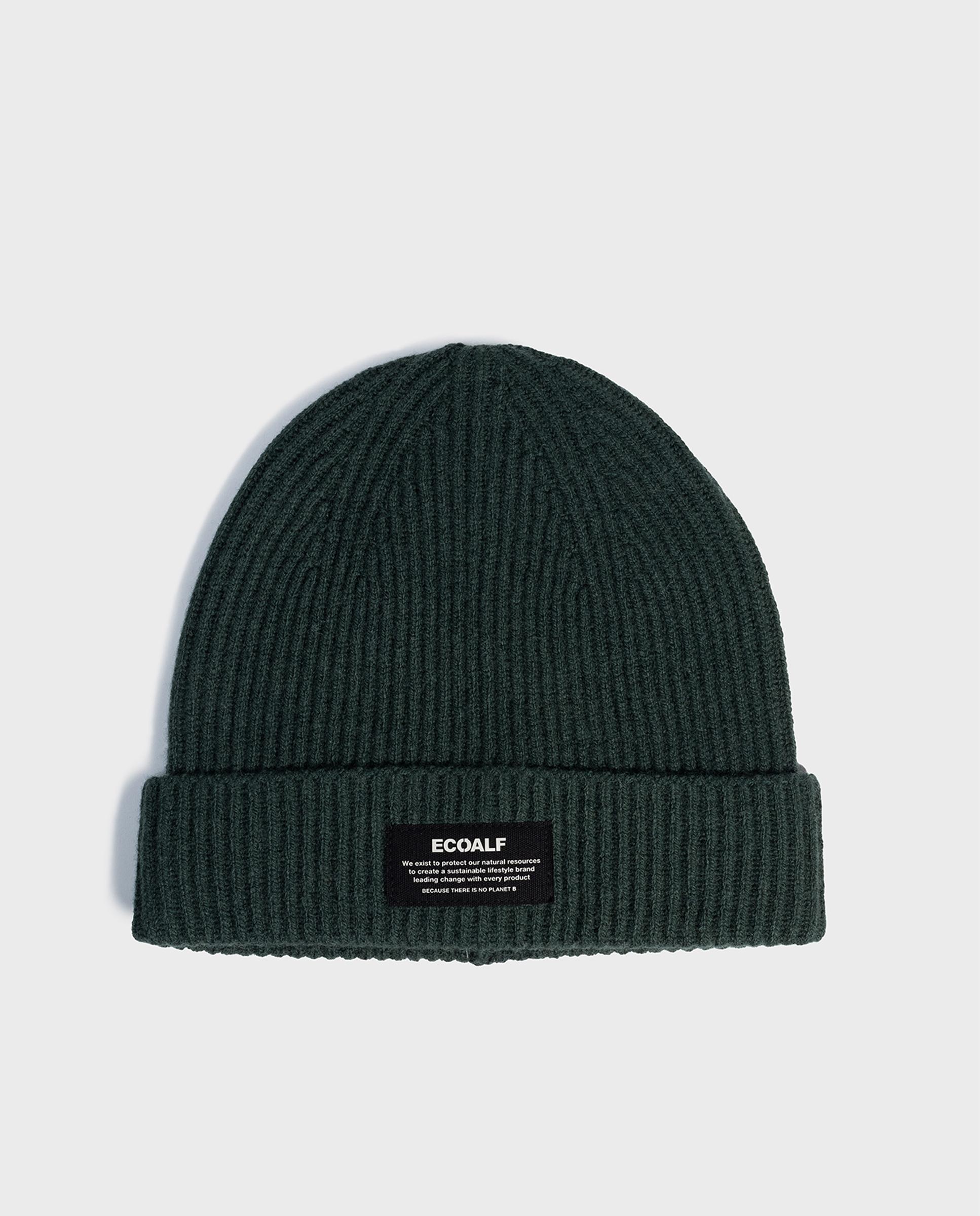Gorro unisex sierra wool de lana con borde acanalado - Ecoalf - Verde Verde-1