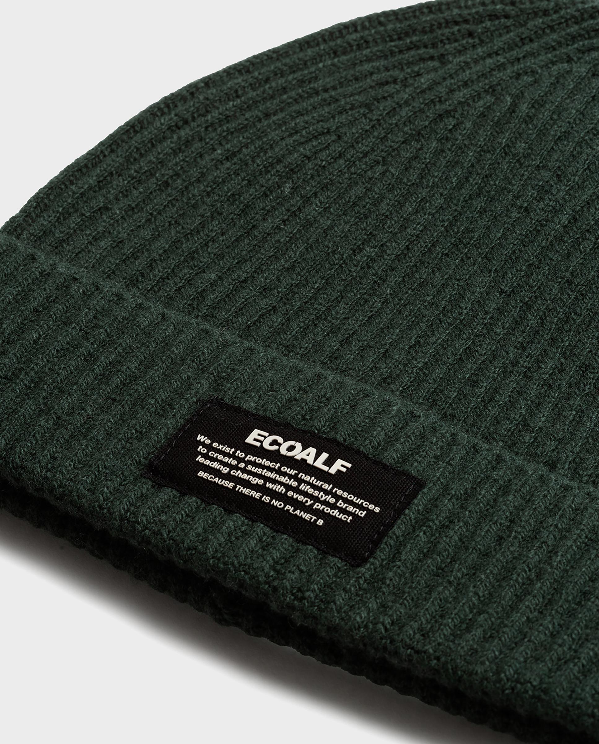 Gorro unisex sierra wool de lana con borde acanalado - Ecoalf - Verde Verde-2