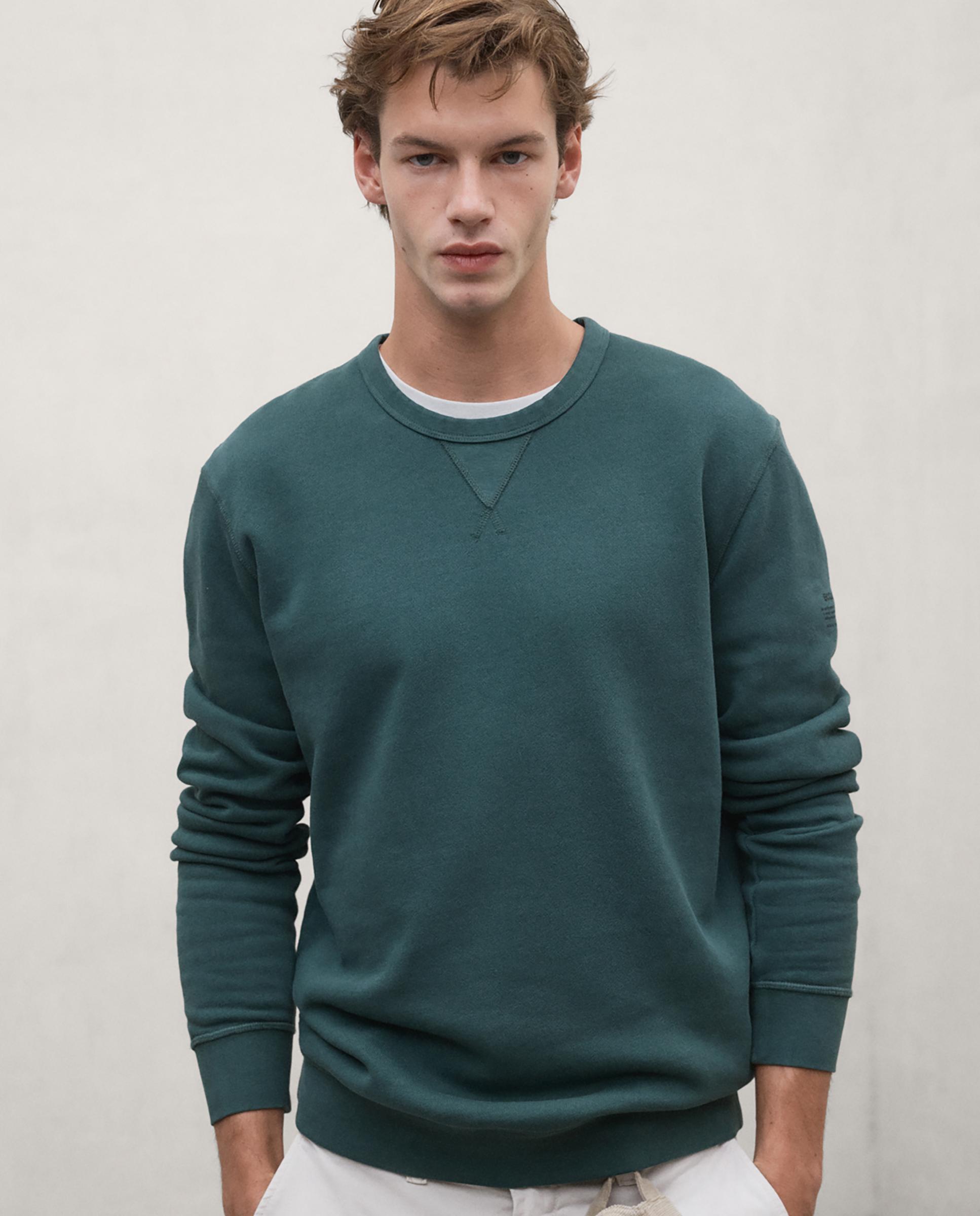 Sudadera de hombre gola de corte regular en 100% algodón regenerativo - Ecoalf - Verde Verde-1
