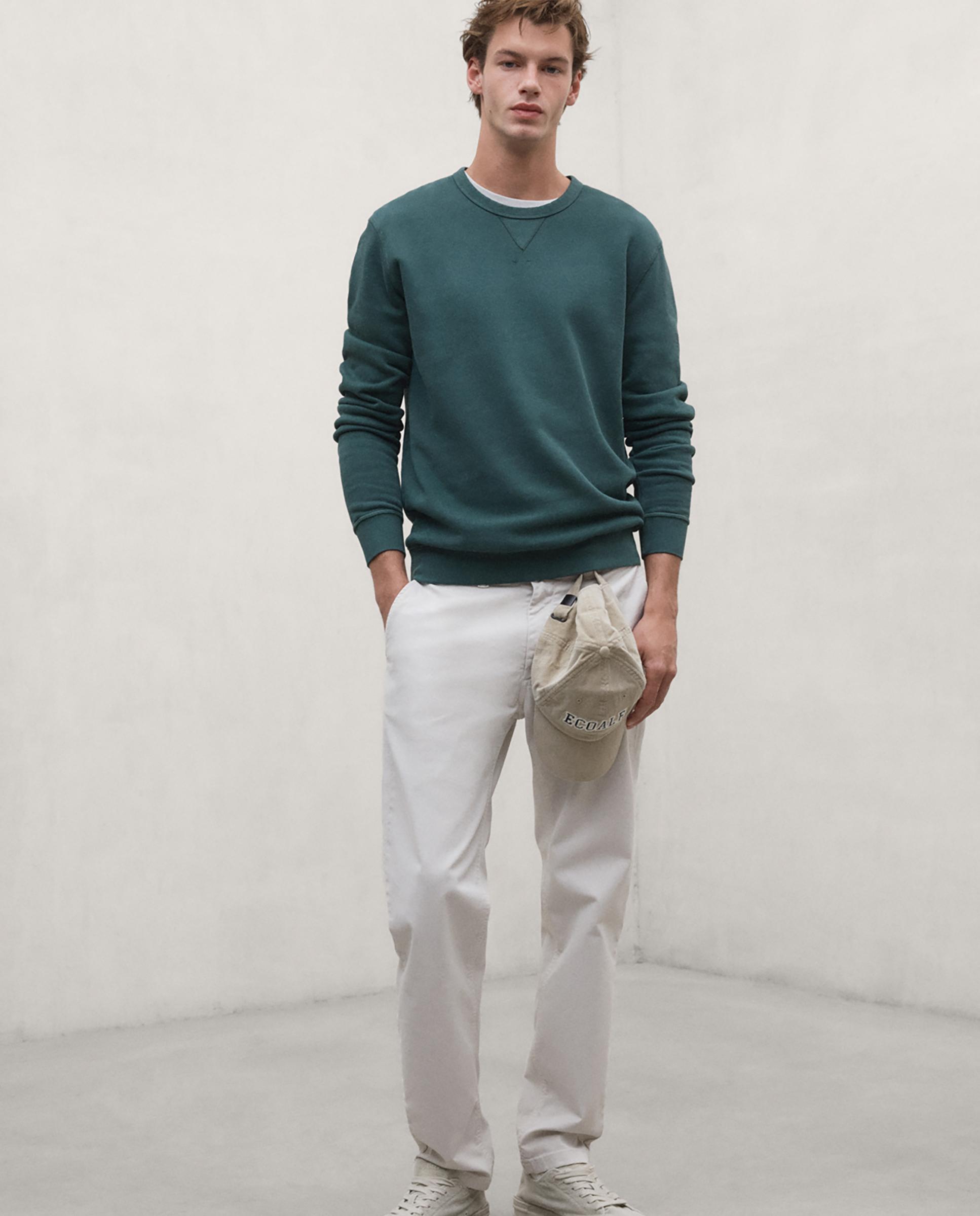 Sudadera de hombre gola de corte regular en 100% algodón regenerativo - Ecoalf - Verde Verde-2