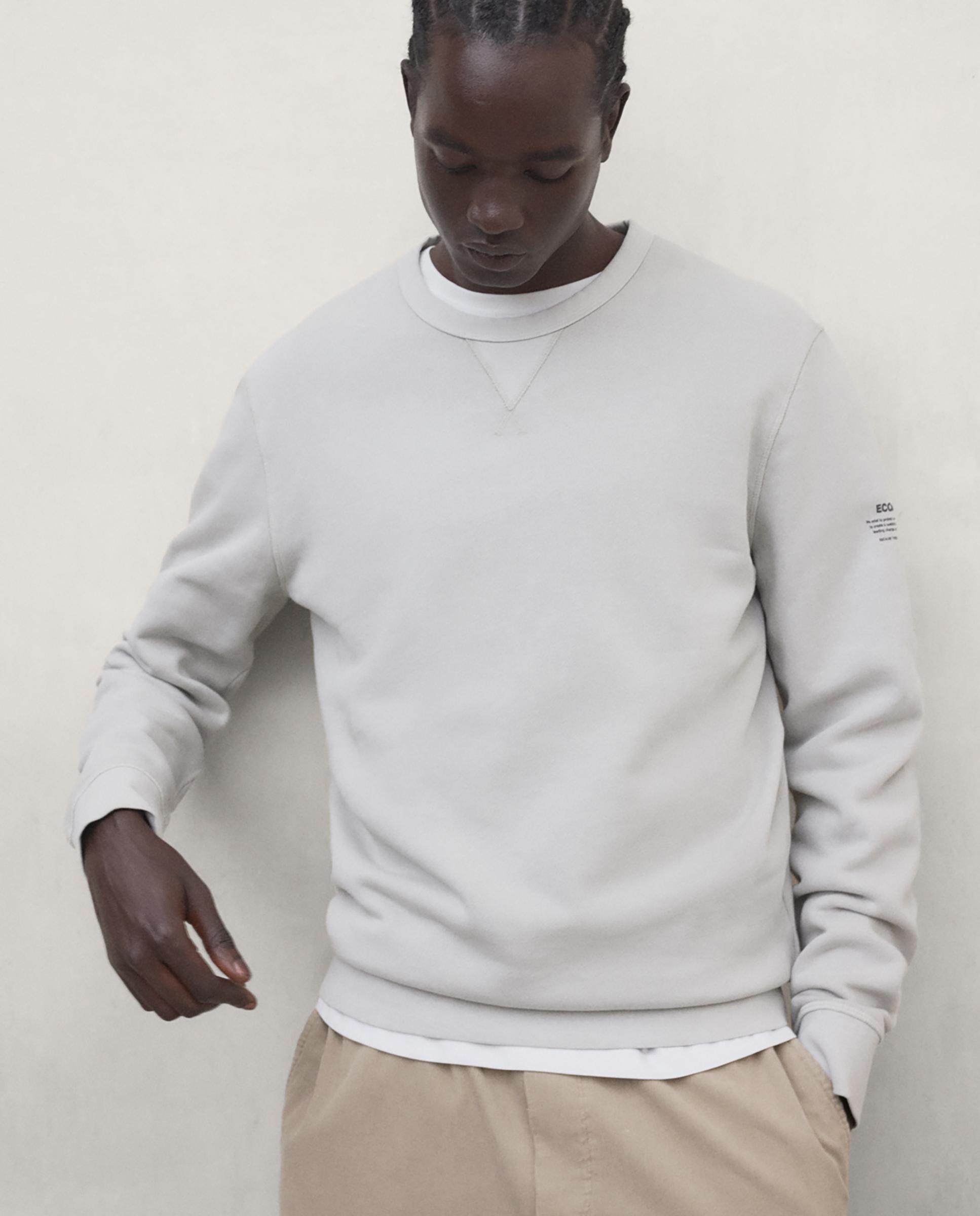 Sudadera de hombre gola de corte regular en 100% algodón regenerativo - Ecoalf - Gris claro Gris claro-1