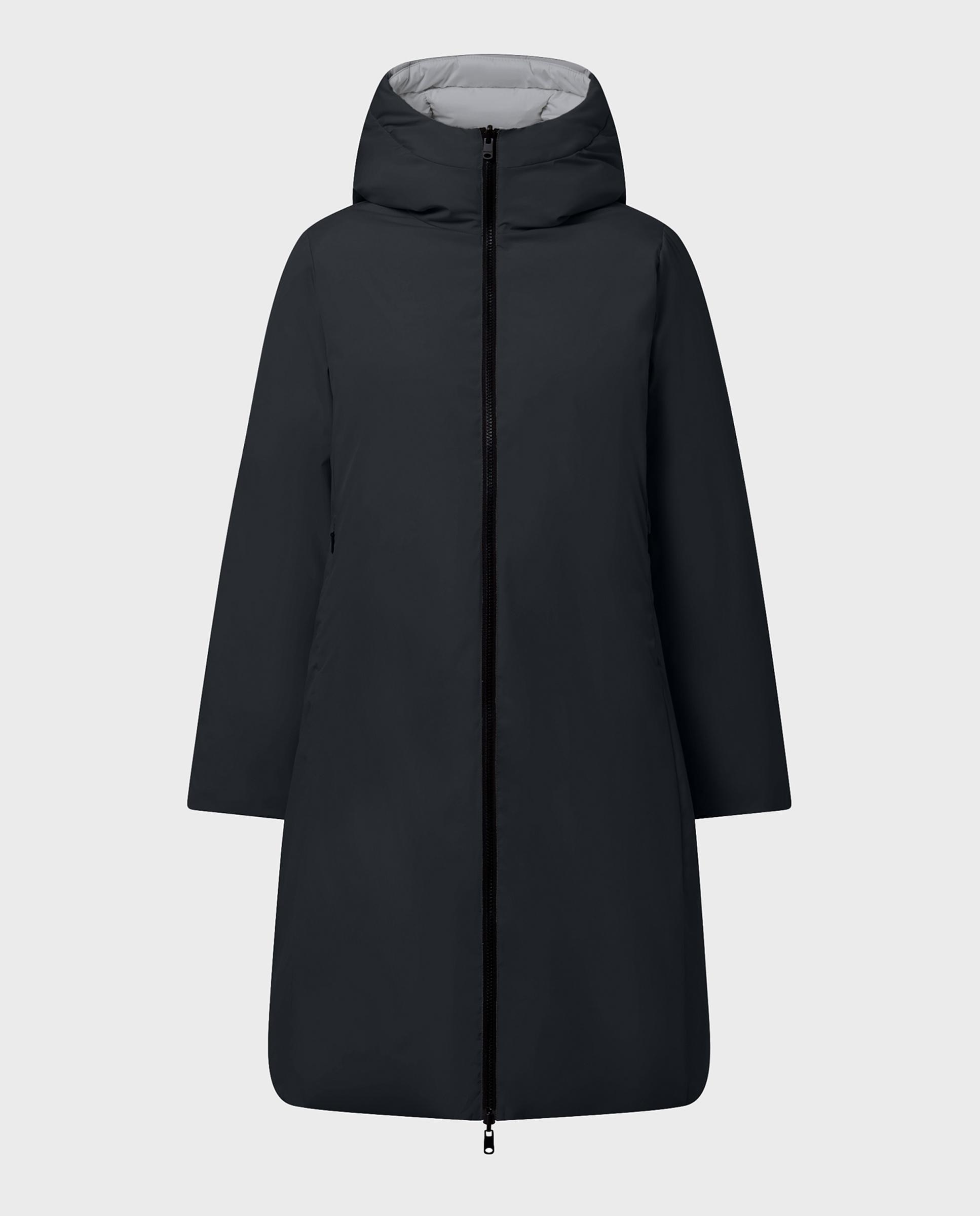 Abrigo de mujer con cremallera y capucha - Ecoalf - Gris Gris-5