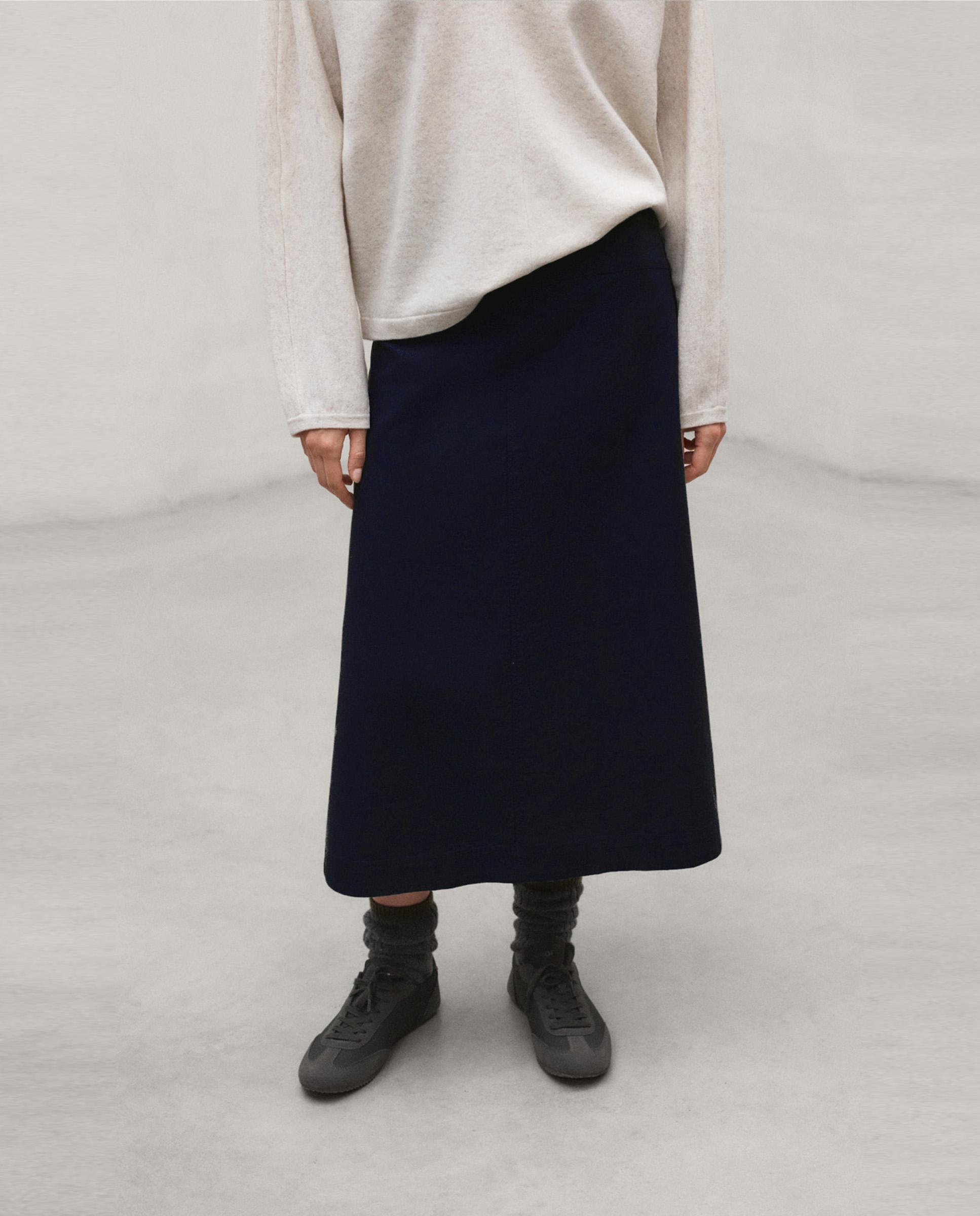 Falda midi evasé villena con cierre de cremallera - Ecoalf - Gris Gris-1