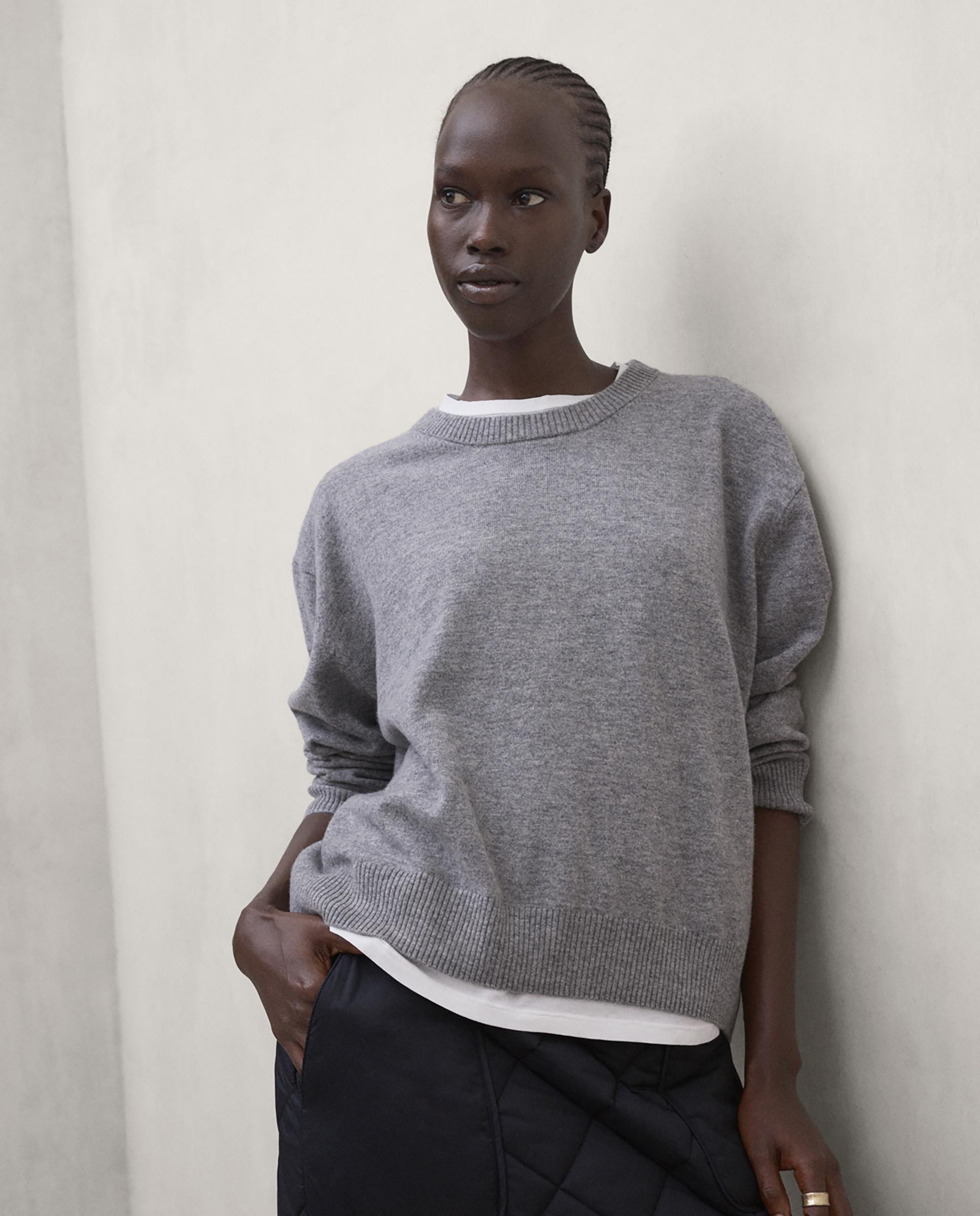 Jersey de mujer, con cuello redondo. - Ecoalf - Gris Gris-2