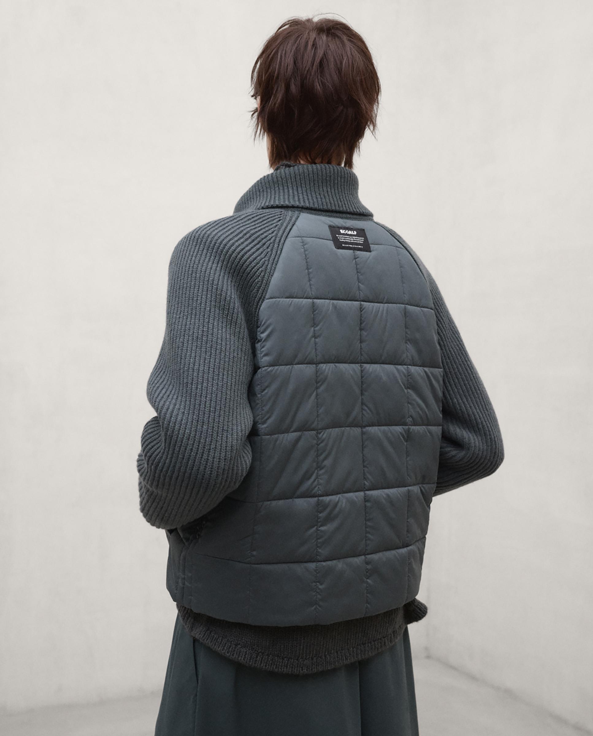Chaqueta híbrida de mujer daniela con mangas acanaladas - Ecoalf - Azul grisáceo Azul grisáceo-3