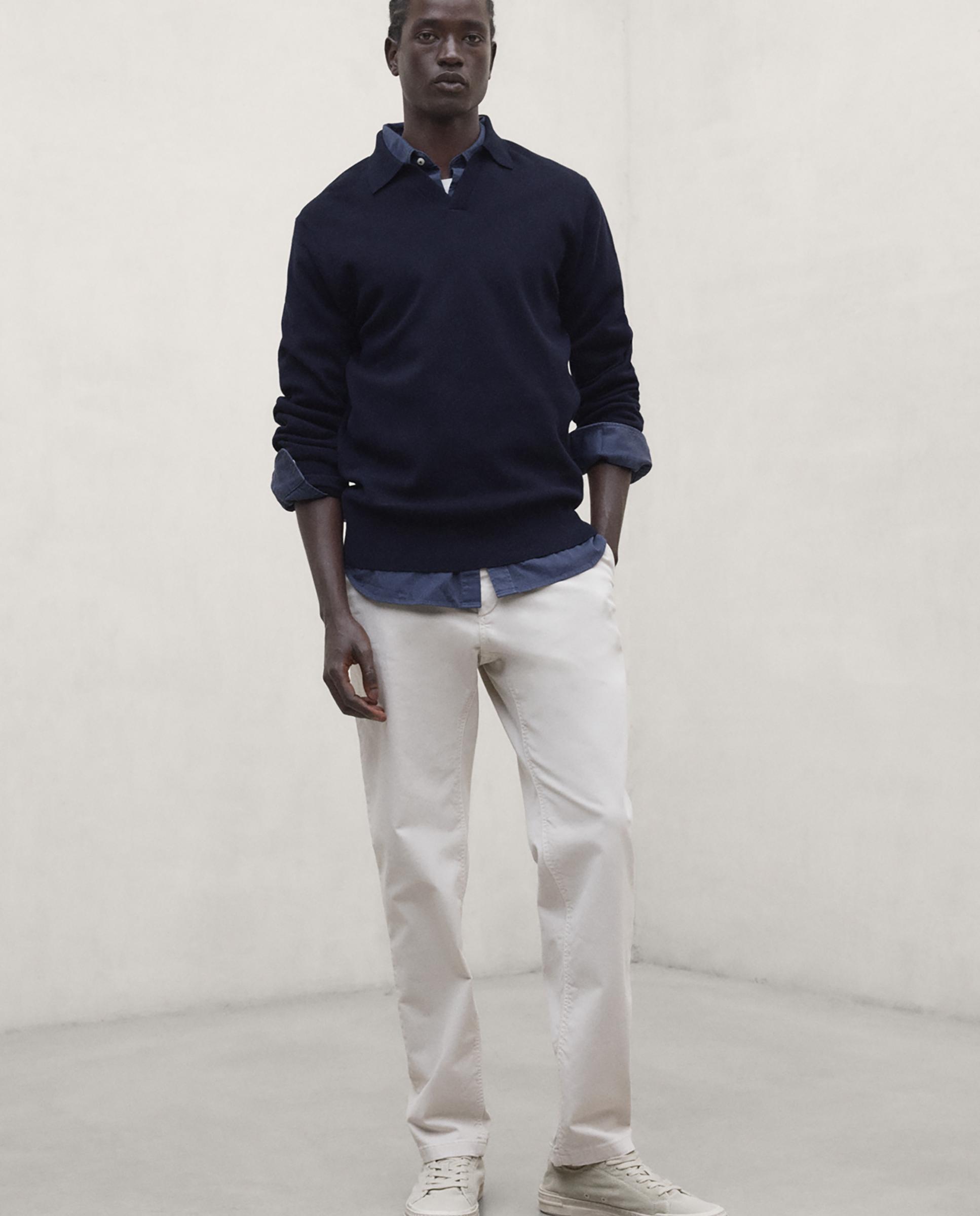 Jersey de hombre mopane con cuello de polo - Ecoalf - Azul marino Azul marino-2