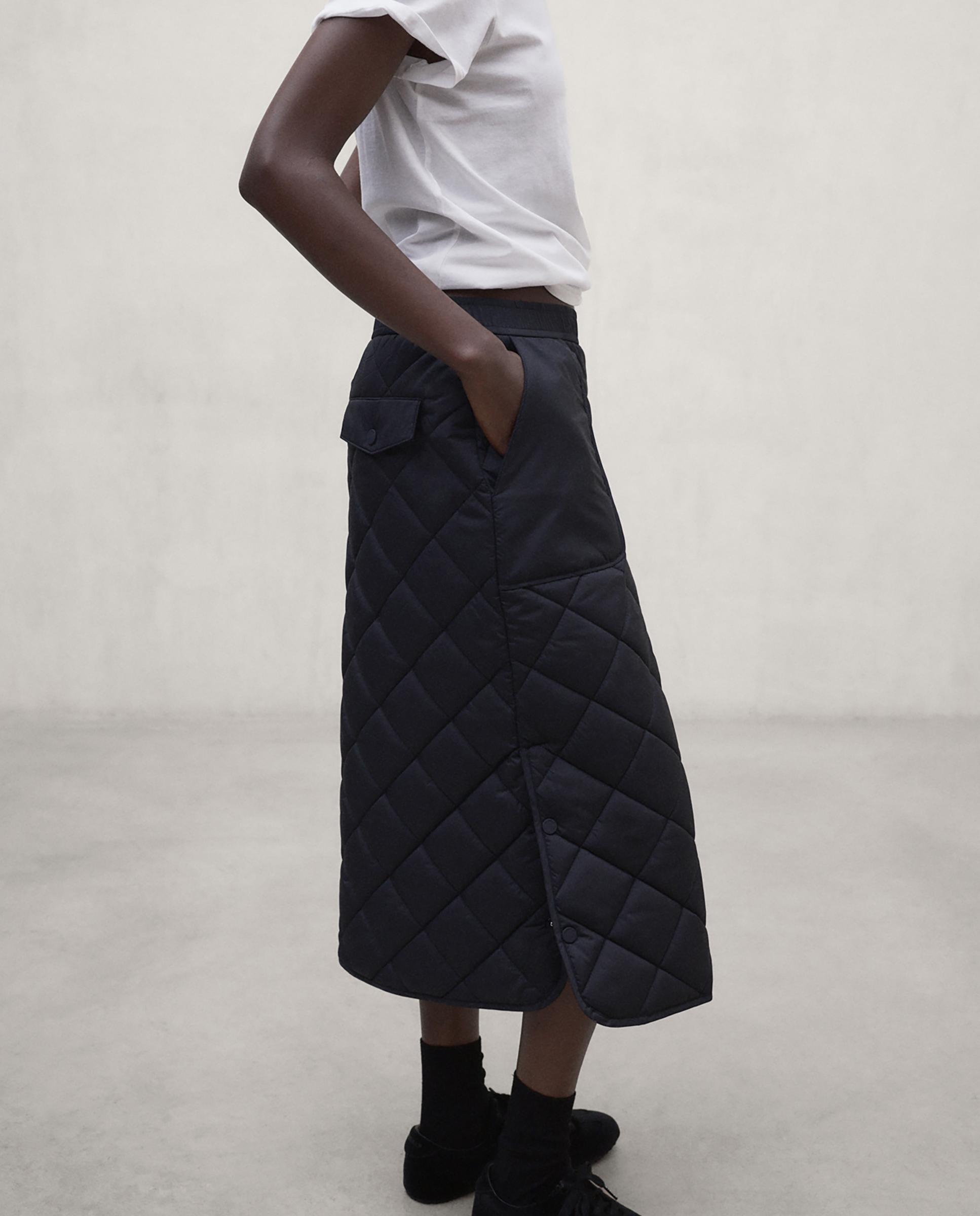 Falda midi acolchada con cintura elástica rhomb nubi - Ecoalf - Negro Negro-3