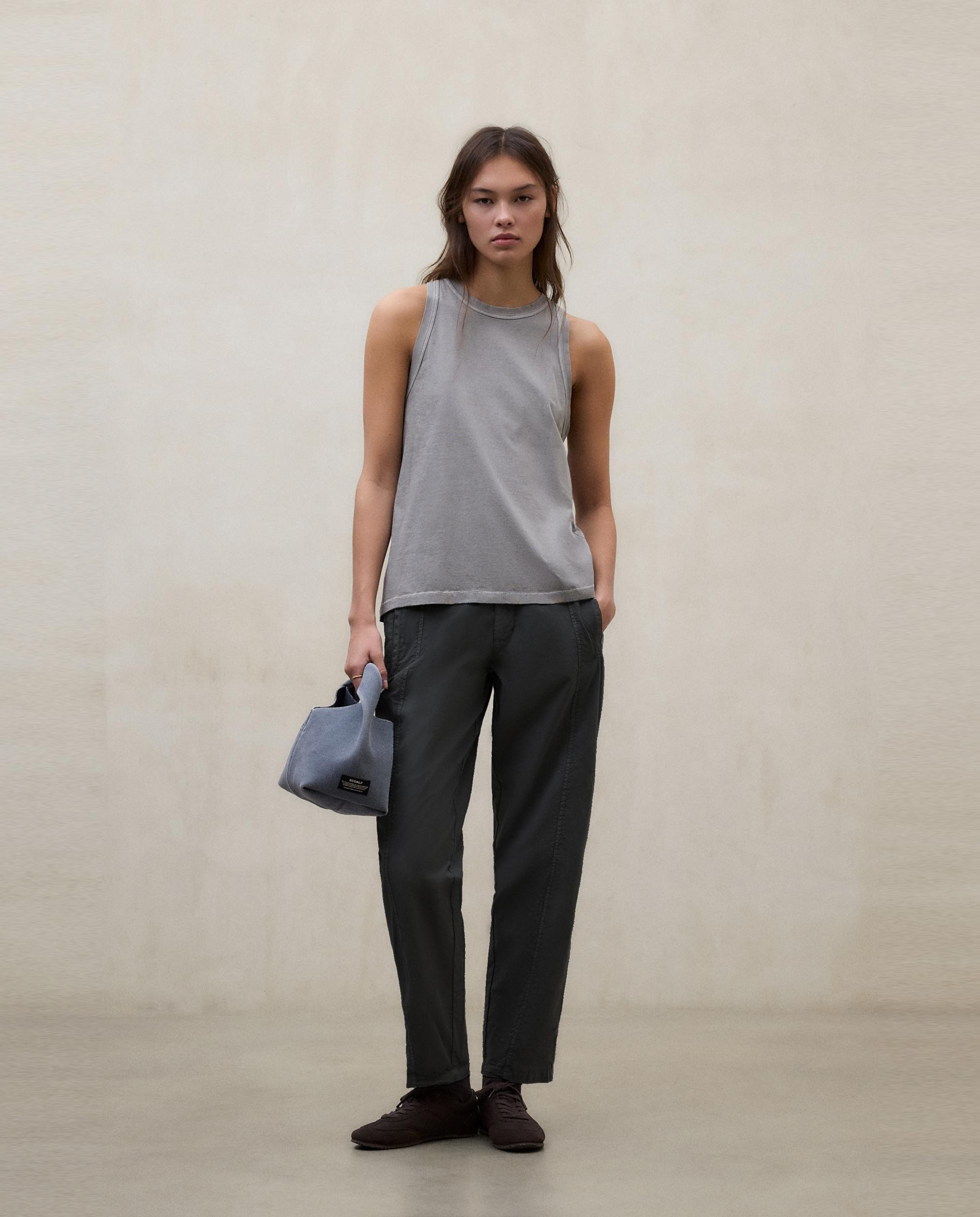 Ecoalf - Pantalón recto de mujer liso con cierre de cremallera y botón.