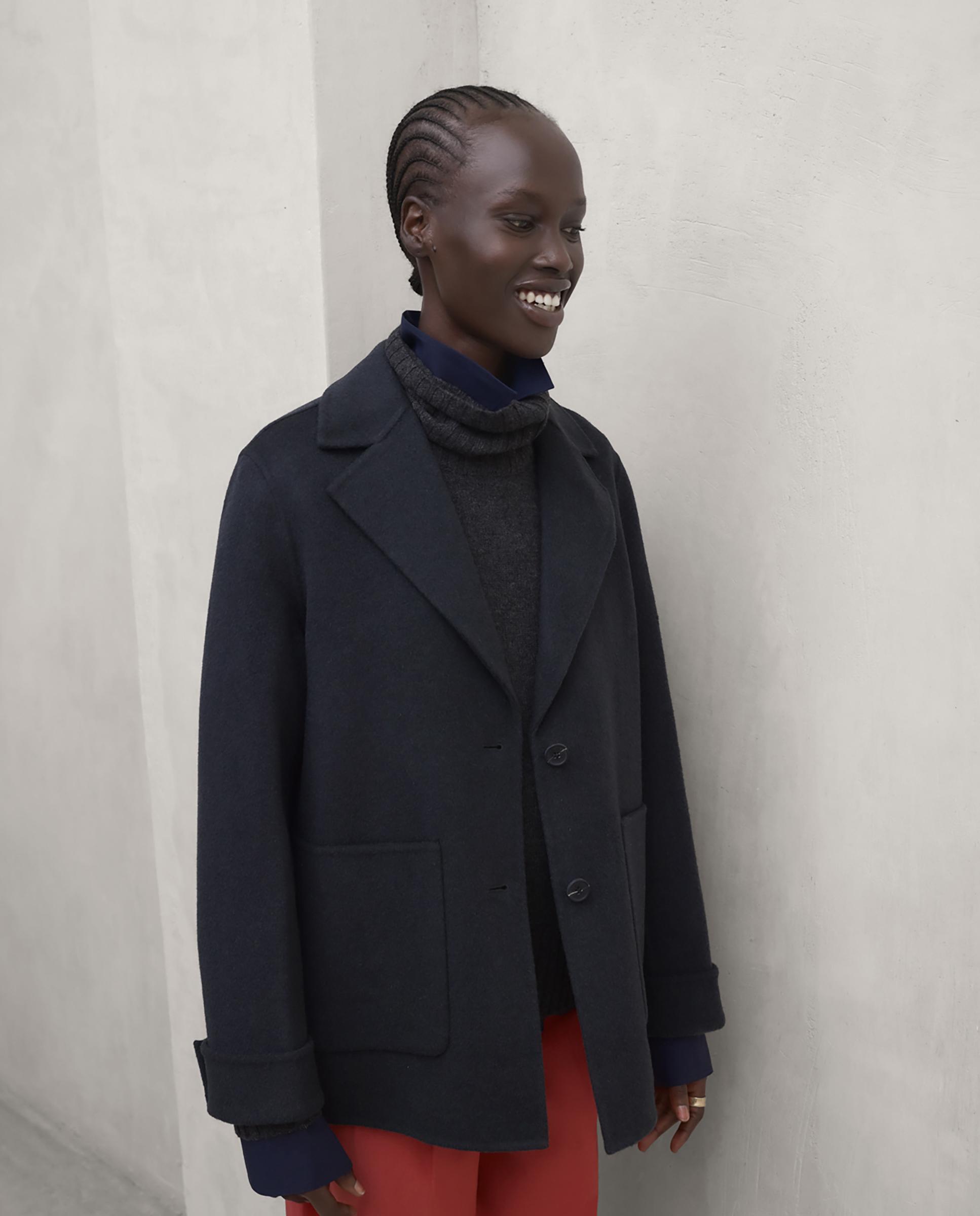 Chaqueta de paño de mujer dana con cierre de botones - Ecoalf - Gris oscuro Gris oscuro-1