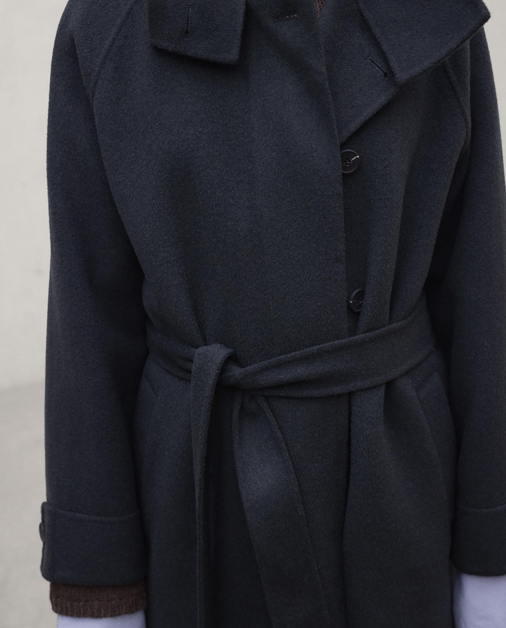 Abrigo de paño de mujer lora largo - Ecoalf - Gris oscuro Gris oscuro-5