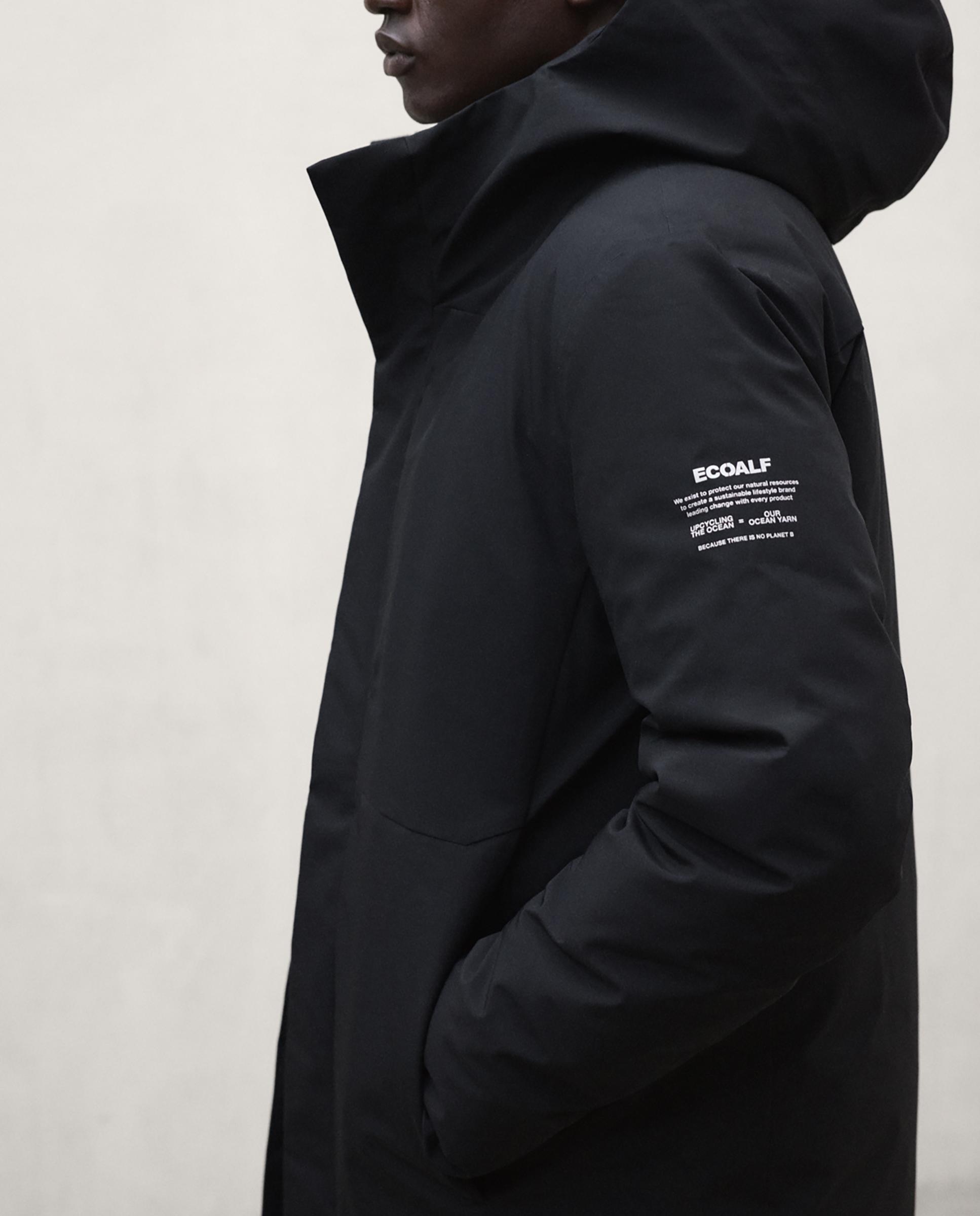 Parka de hombre nanjin con capucha ajustable - Ecoalf - Negro Negro-2