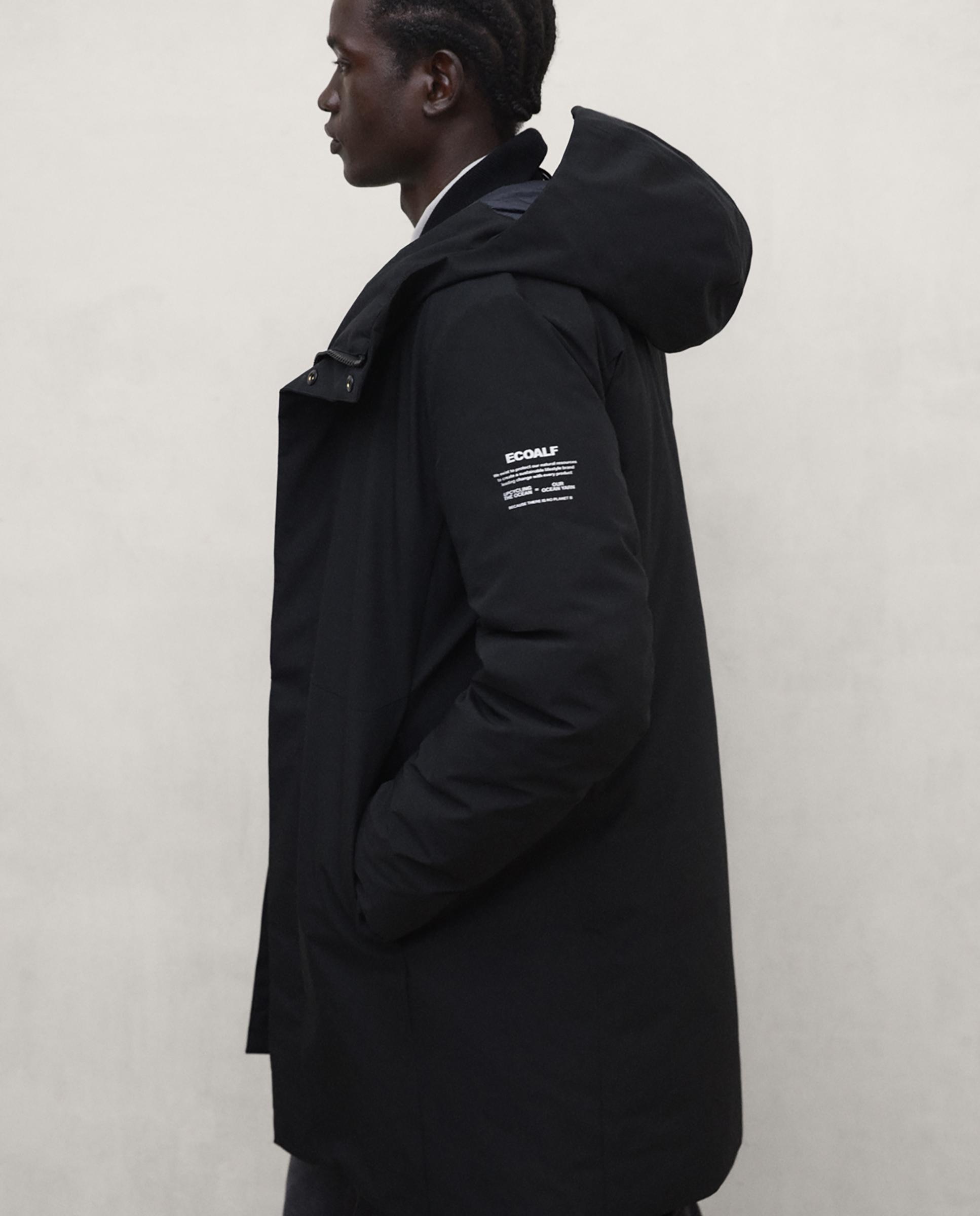 Parka de hombre nanjin con capucha ajustable - Ecoalf - Negro Negro-4