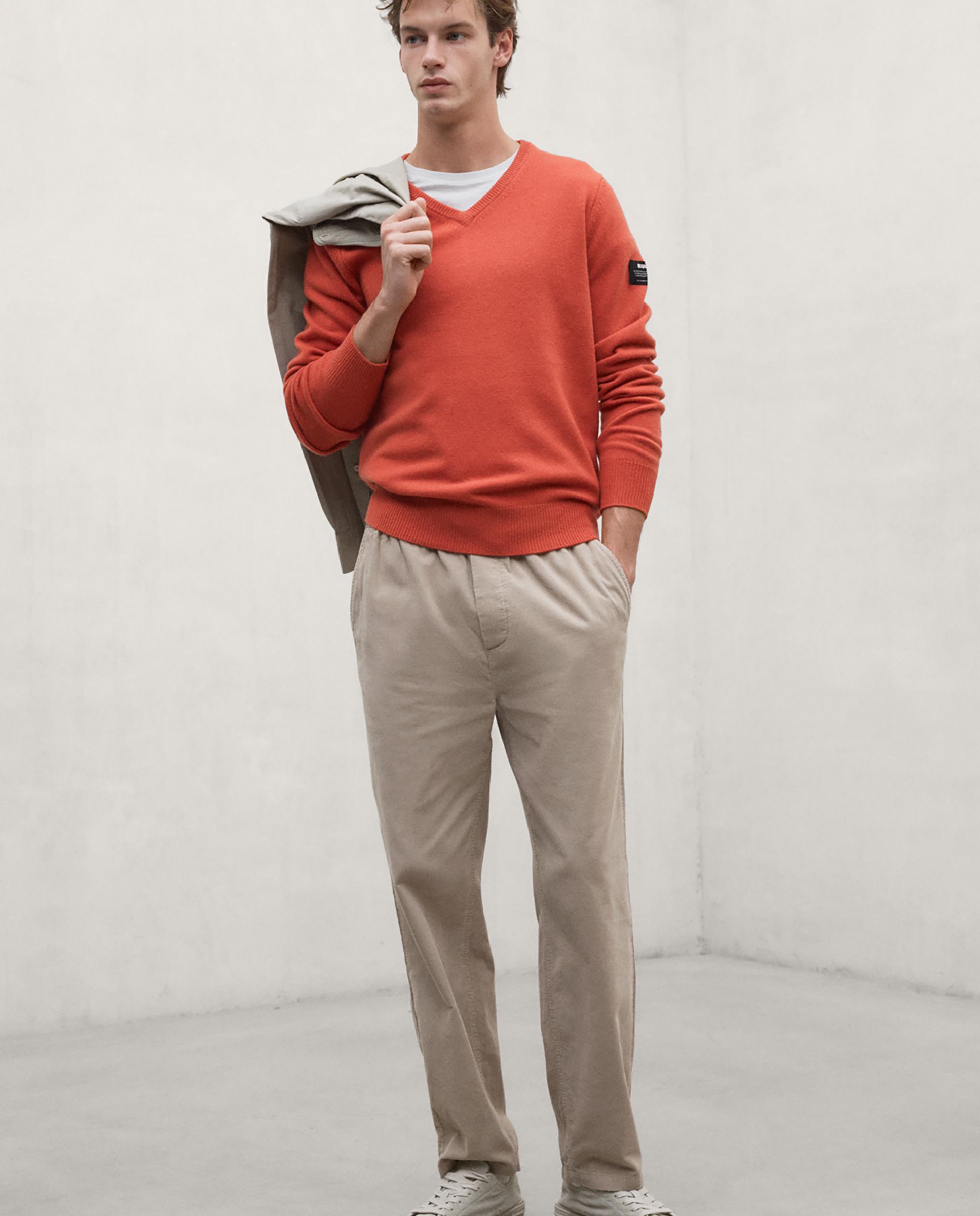 Jersey de hombre valle con cuello de pico - Ecoalf - Naranja Naranja-2