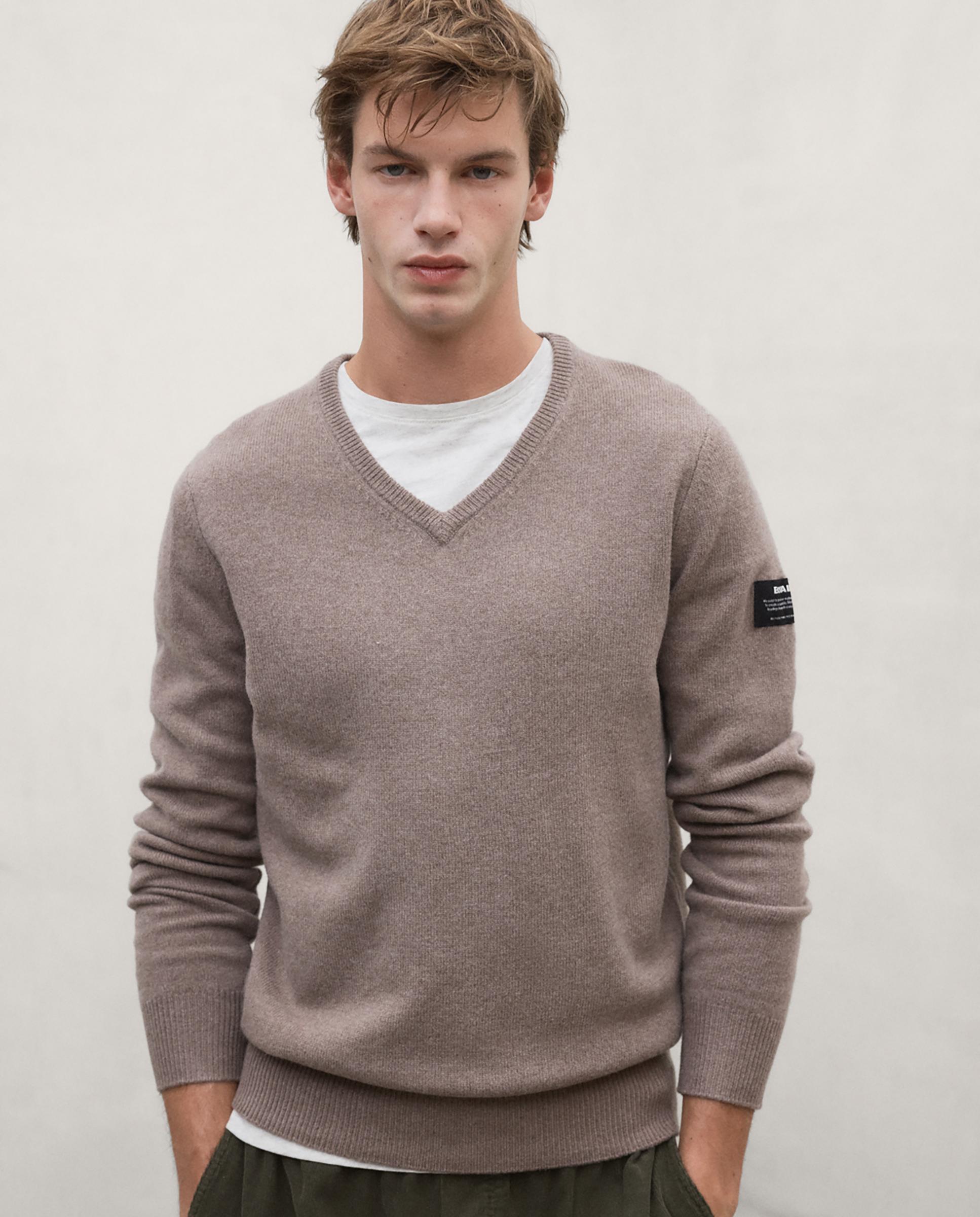 Jersey de hombre valle con cuello de pico - Ecoalf - Marrón Marrón-1