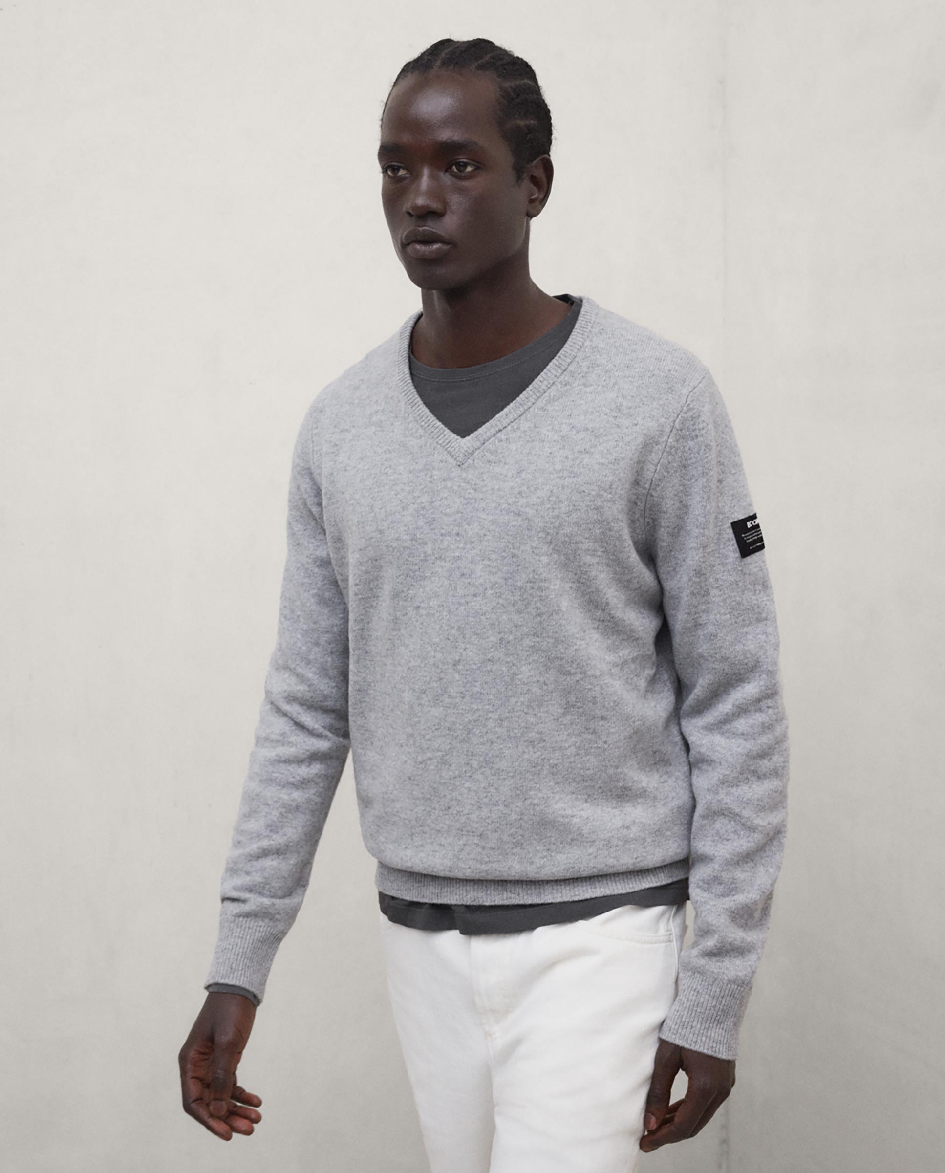 Jersey de hombre valle con cuello de pico - Ecoalf - Gris Gris-1