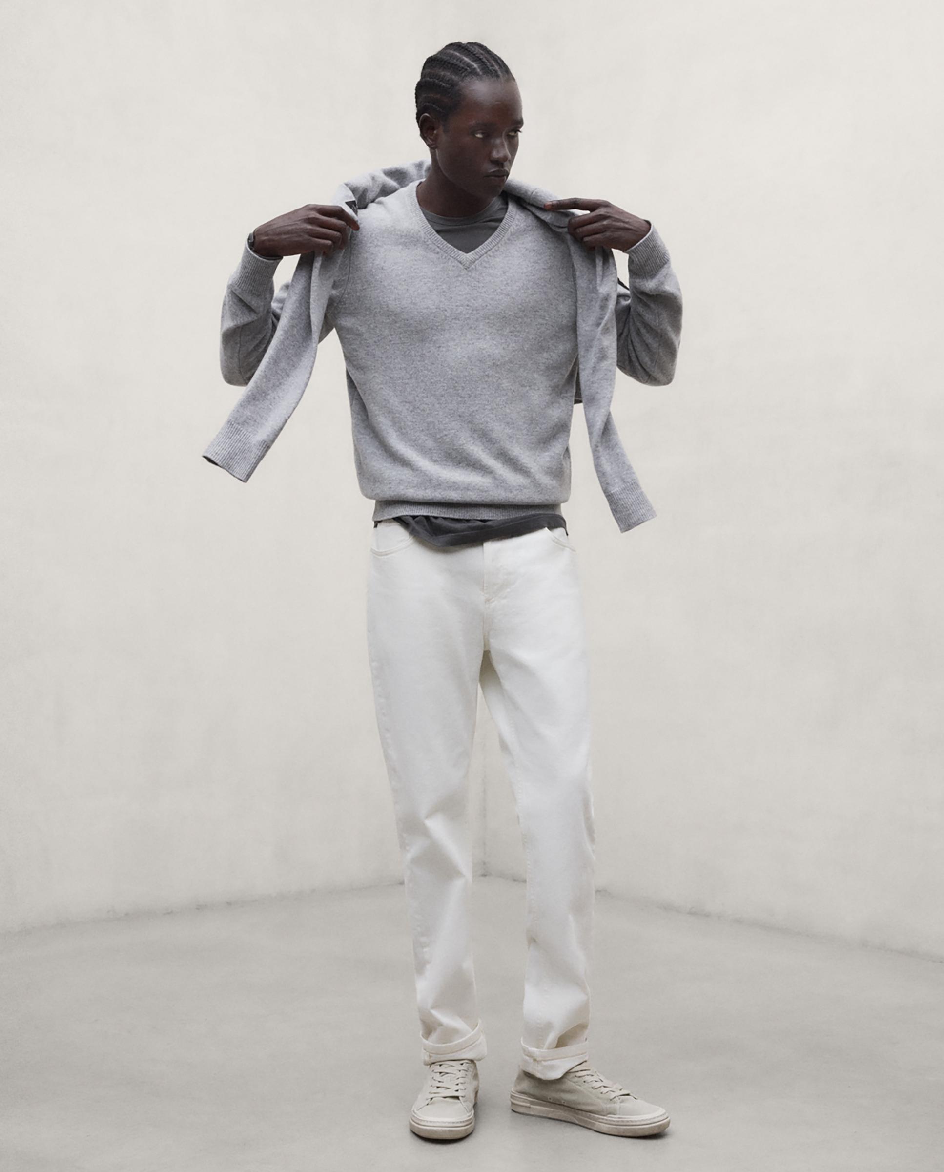 Jersey de hombre valle con cuello de pico - Ecoalf - Gris Gris-4