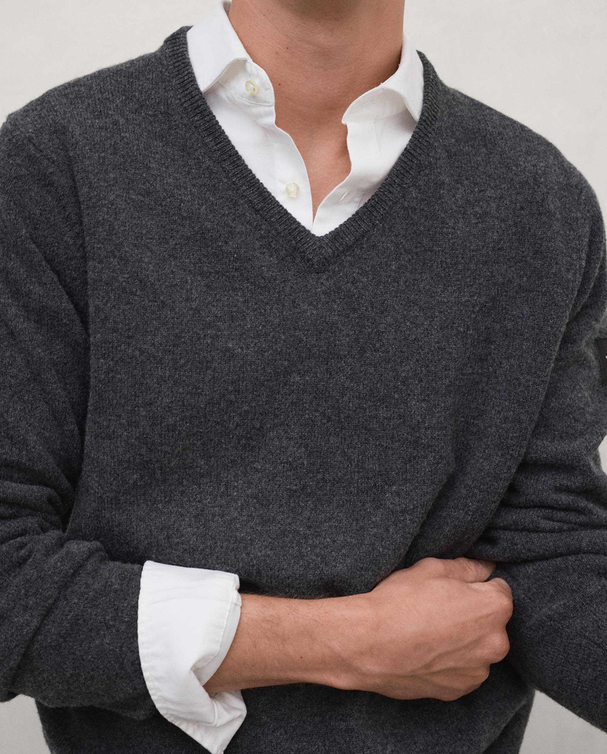 Jersey de hombre valle con cuello de pico - Ecoalf - Gris oscuro Gris oscuro-3