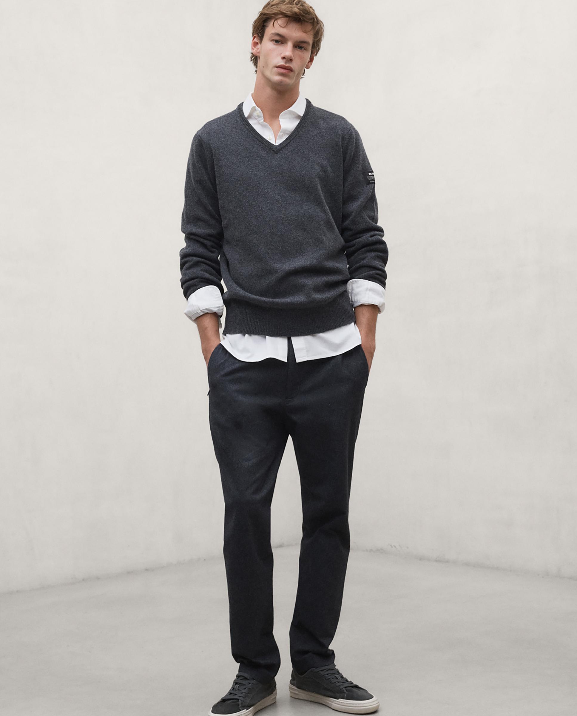Jersey de hombre valle con cuello de pico - Ecoalf - Gris oscuro Gris oscuro-4