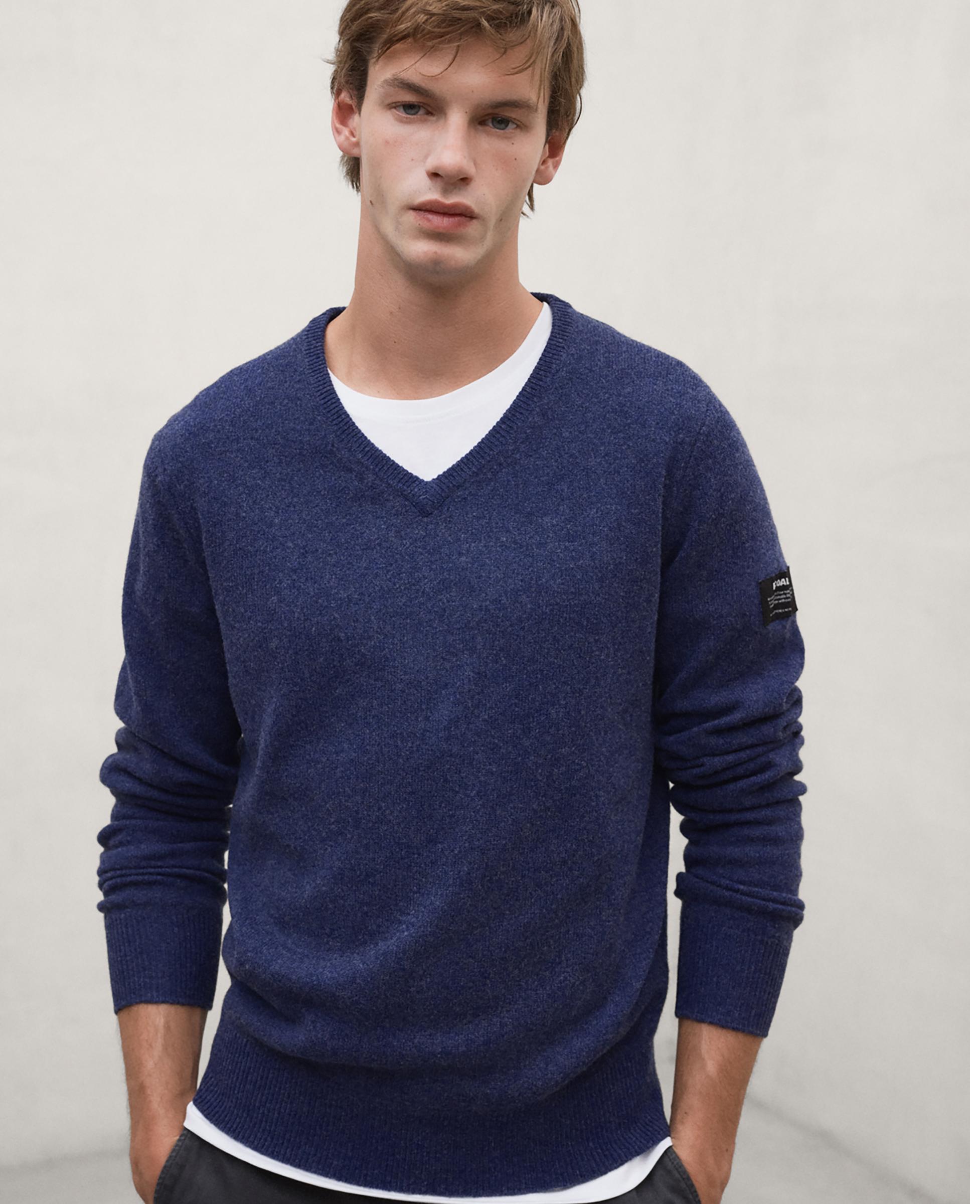 Jersey de hombre valle con cuello de pico - Ecoalf - Azul Azul-1