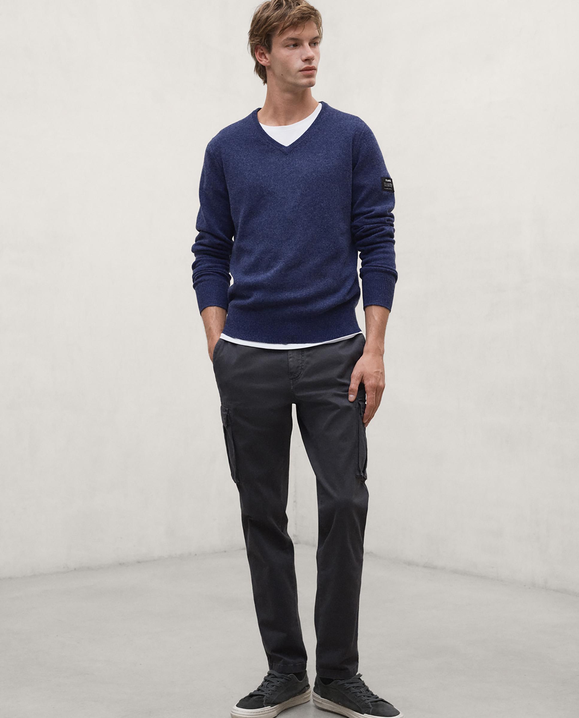 Jersey de hombre valle con cuello de pico - Ecoalf - Azul Azul-2