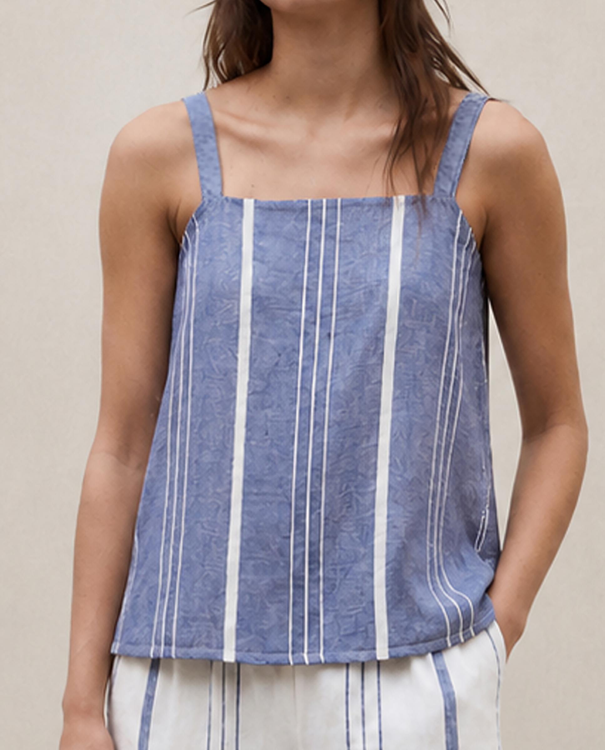 Ecoalf - Top de mujer de tirantes con estampado de rayas.