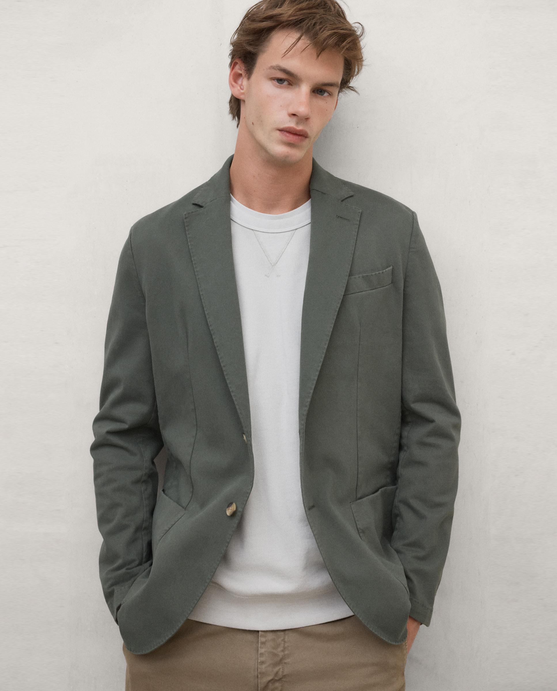 Chaqueta de hombre milani con cierre de botones - Ecoalf - Kaki Kaki-1