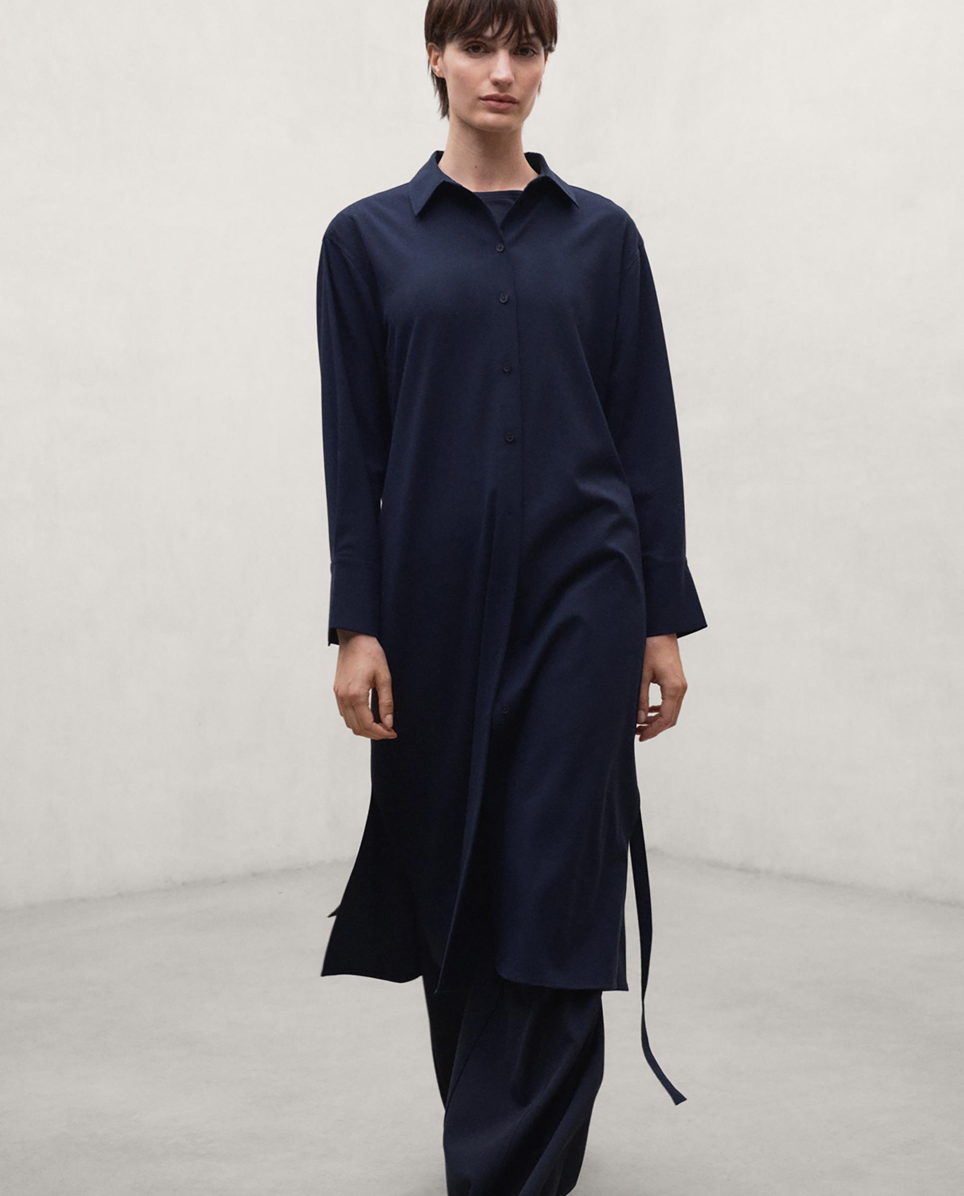 Vestido kaori de corte relajado con cierre abotonado - Ecoalf - Azul marino Azul marino-1