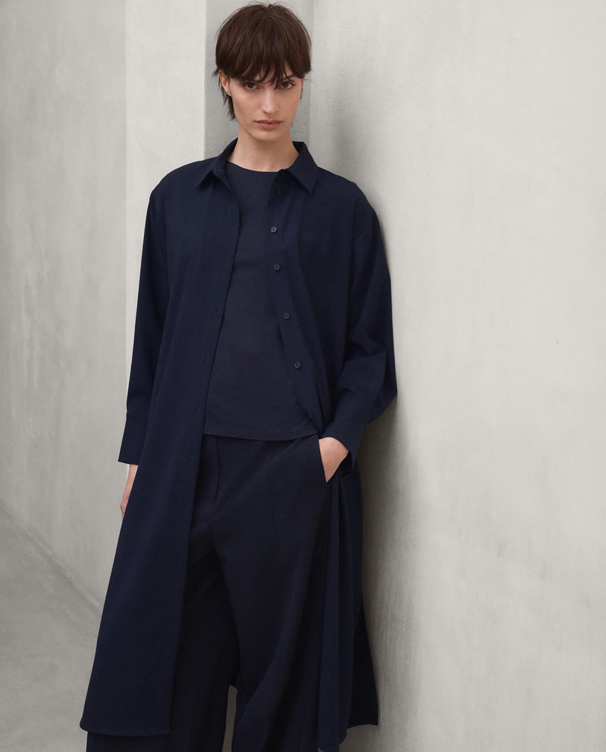 Vestido kaori de corte relajado con cierre abotonado - Ecoalf - Azul marino Azul marino-4