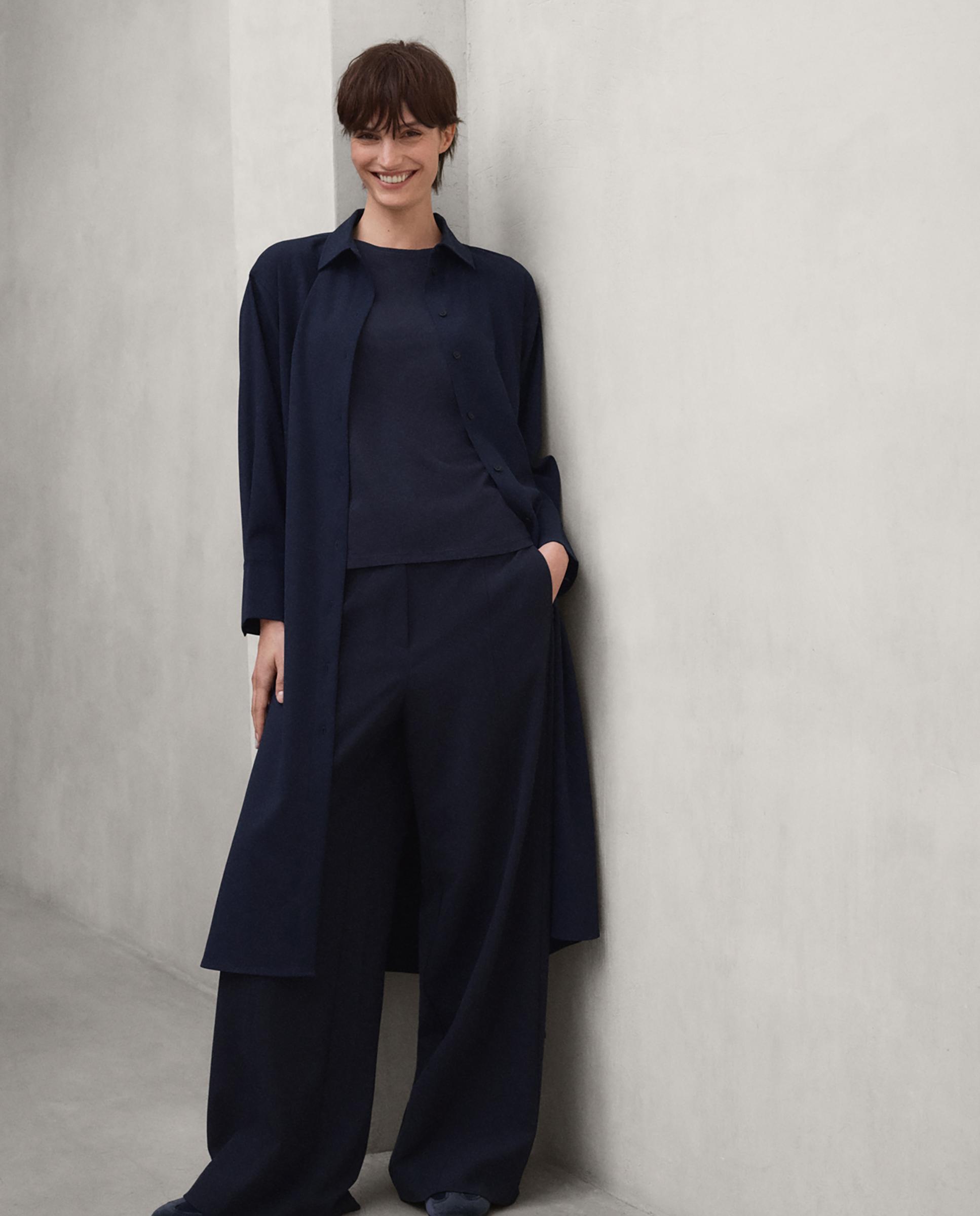 Vestido kaori de corte relajado con cierre abotonado - Ecoalf - Azul marino Azul marino-5