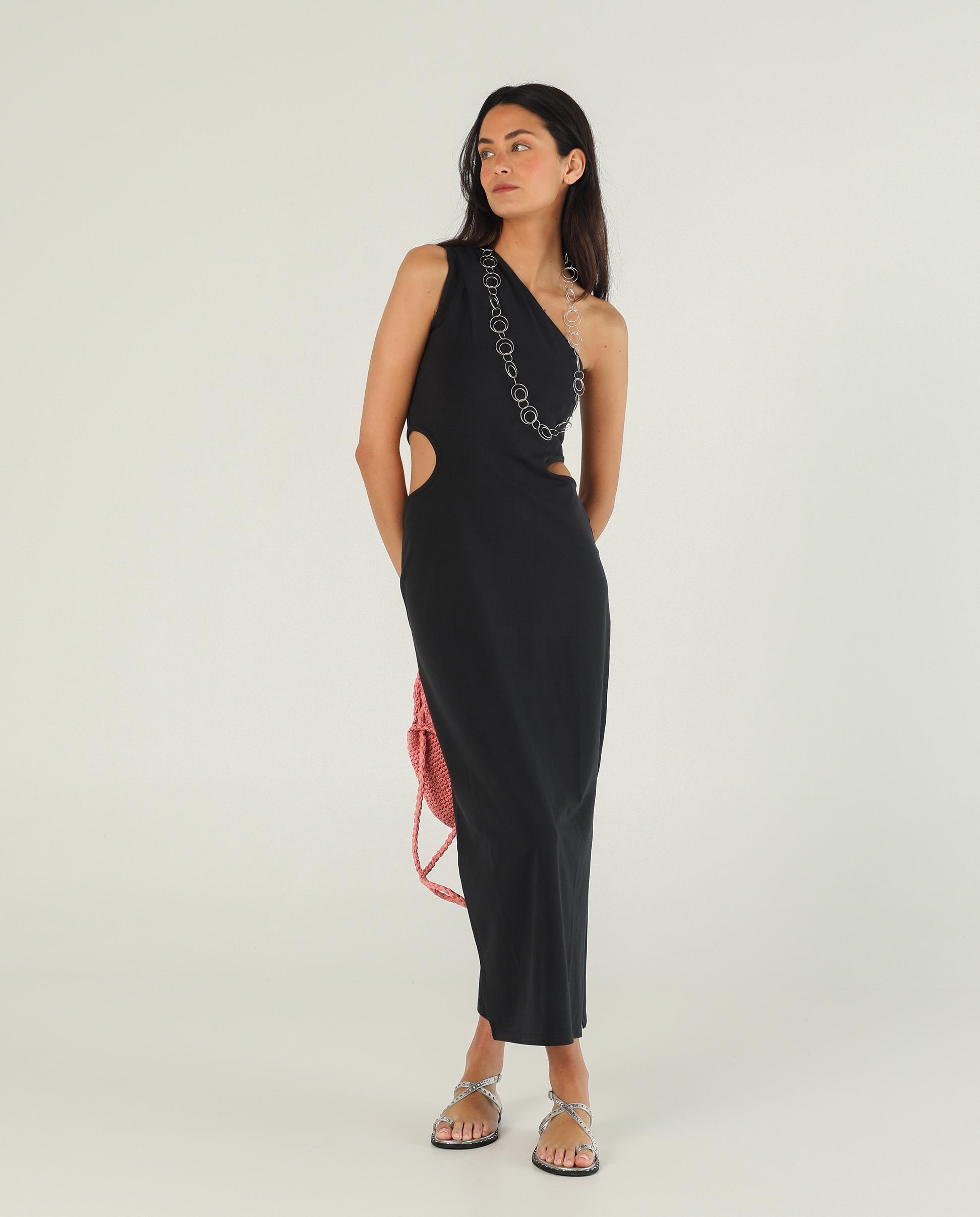 Vestido Mujer Elegante Vestido Midi De Punto Con Manga única