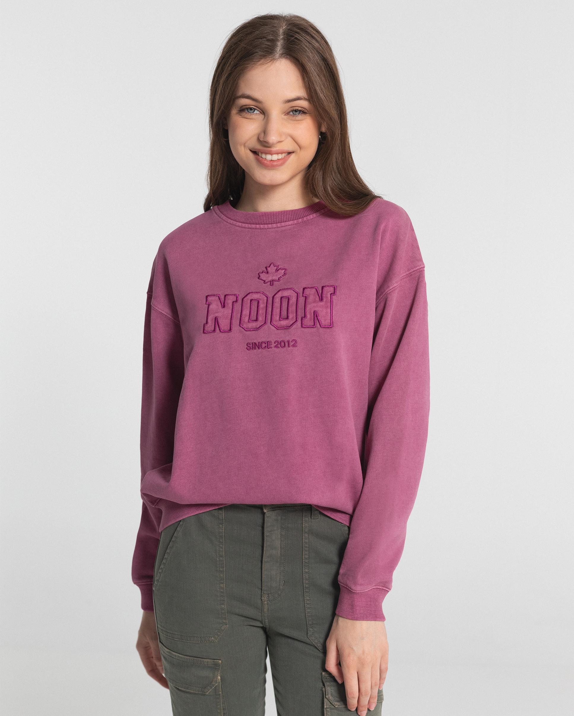 Sudadera de mujer con cuello redondo y estampado frontal