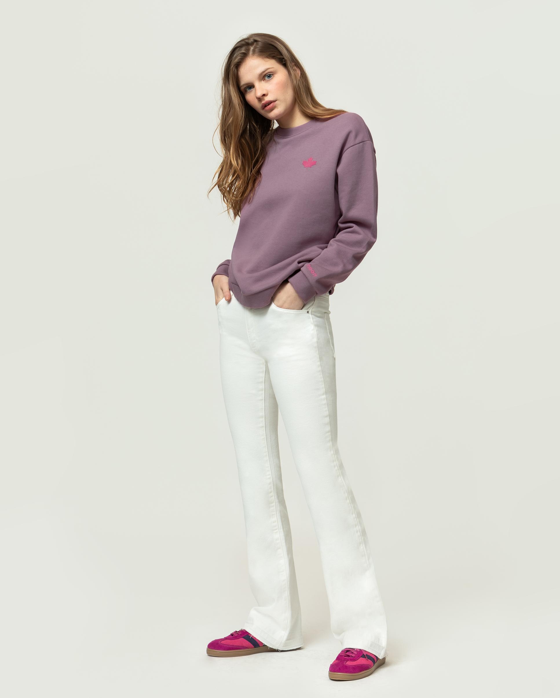 Vaqueros campana de mujer de talle alto y cuatro bolsillos - Noon - Blanco Blanco-2
