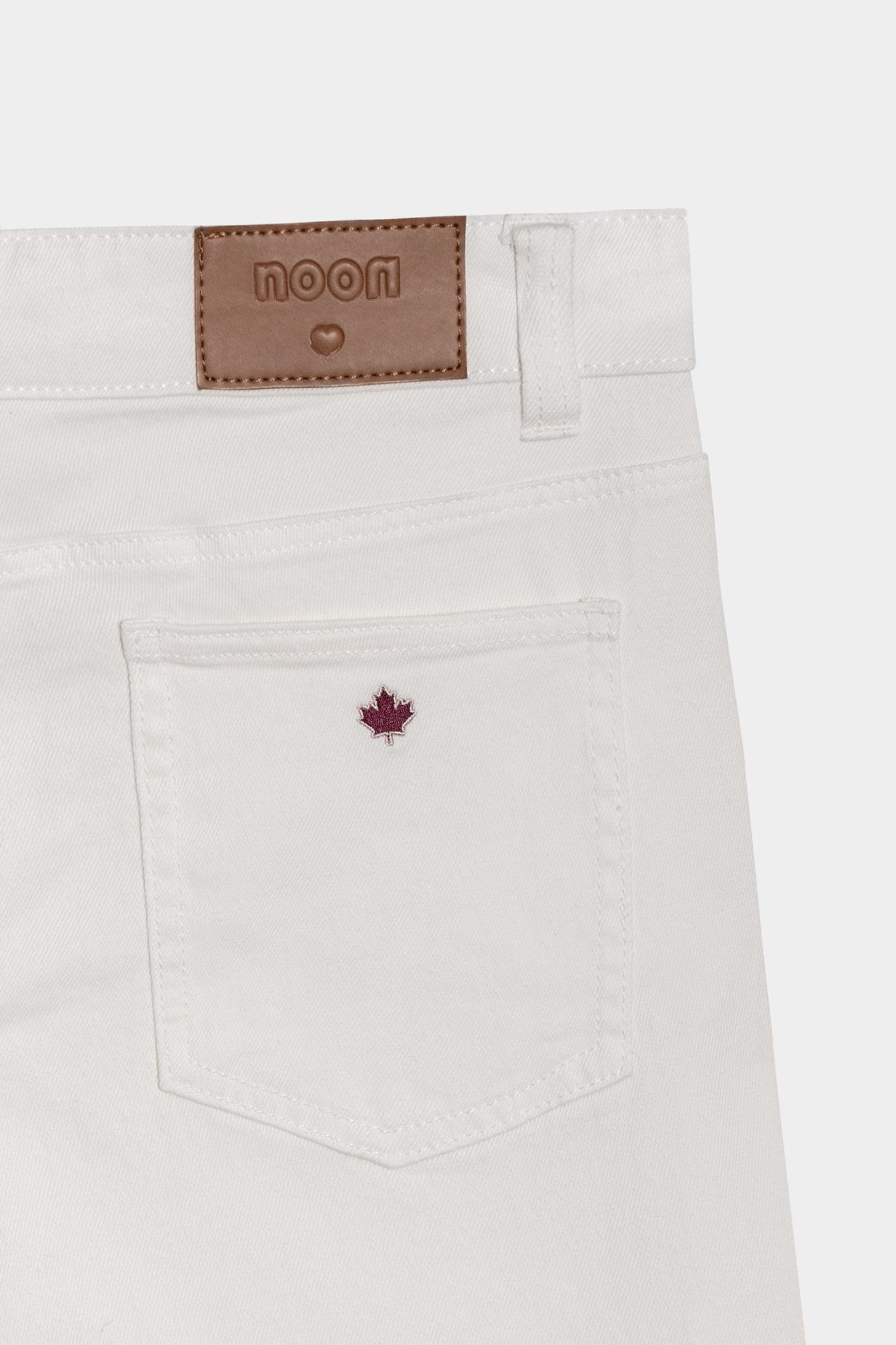 Vaqueros campana de mujer de talle alto y cuatro bolsillos - Noon - Blanco Blanco-5